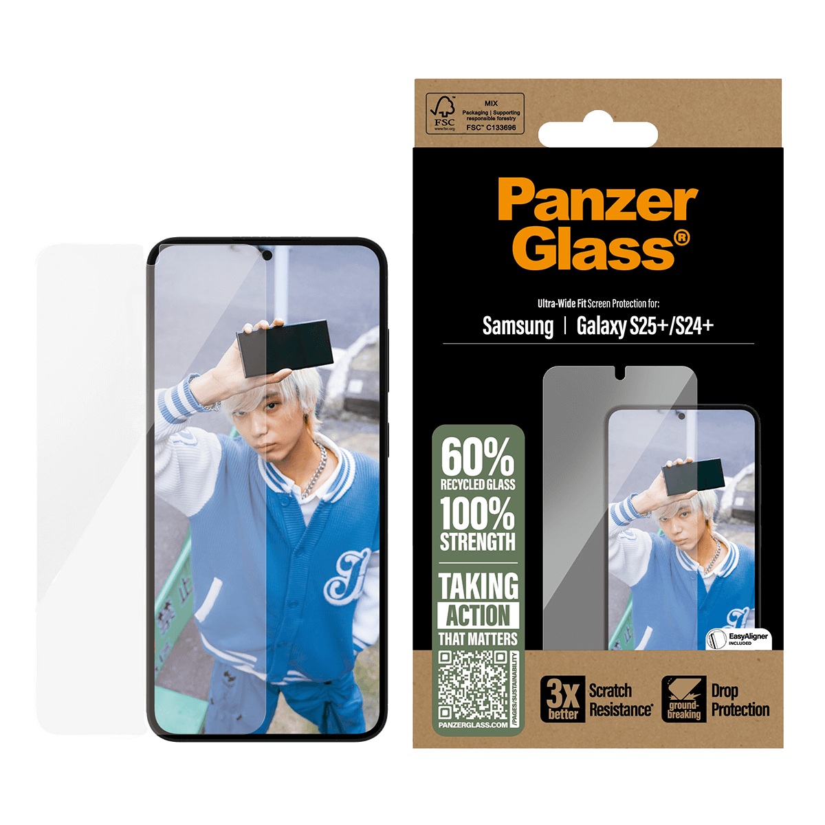 Γυαλί Προστασίας Οθόνης με PANZERGLASS Ultra - Wide Fit για SAMSUNG Galaxy S25+/ S24+