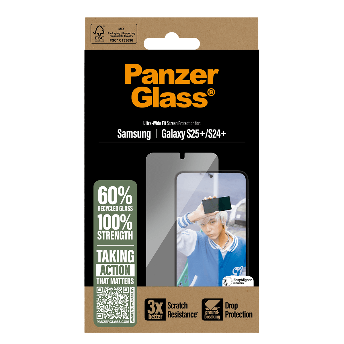 Γυαλί Προστασίας Οθόνης με PANZERGLASS Ultra - Wide Fit για SAMSUNG Galaxy S25+/ S24+ - 5