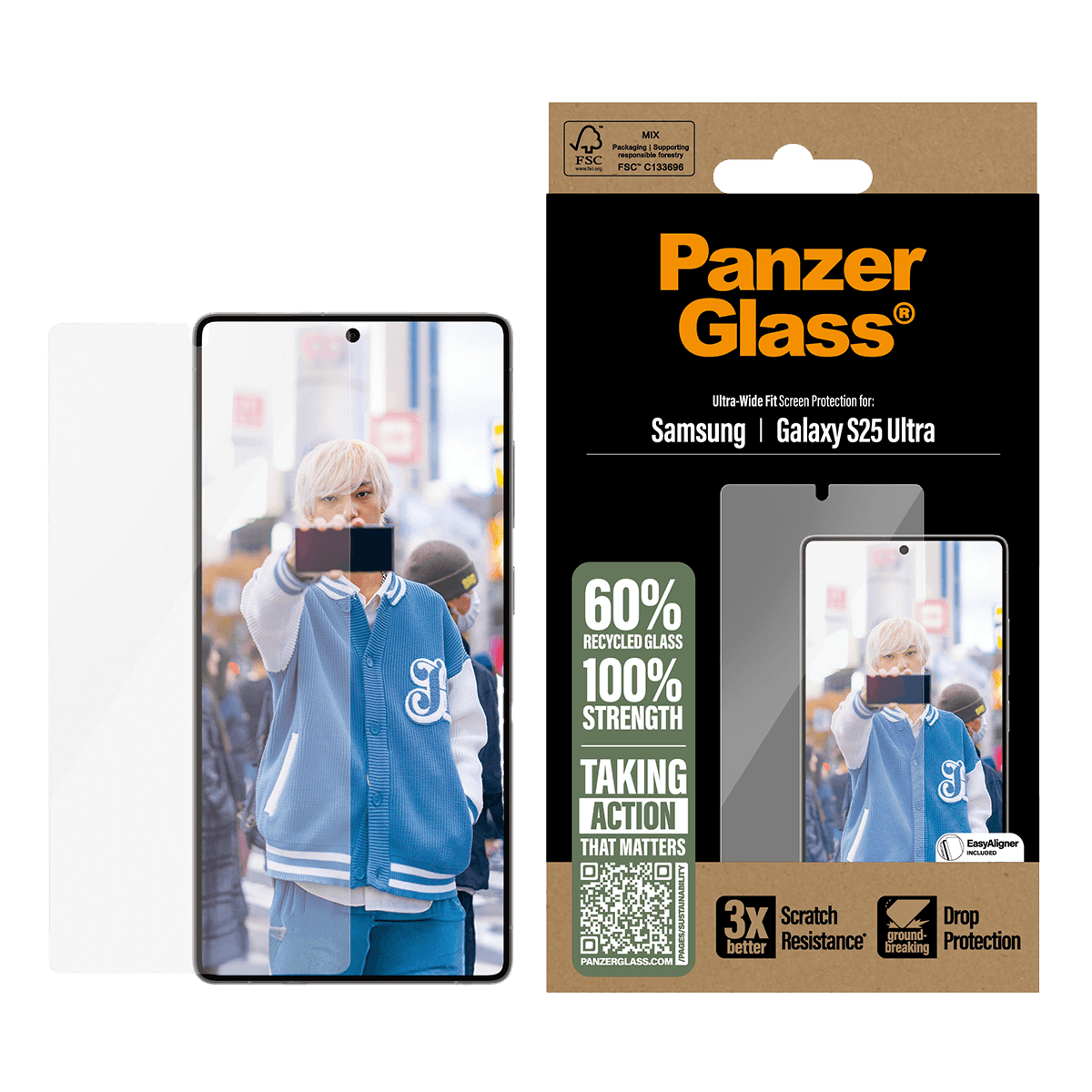 Γυαλί Προστασίας Οθόνης με Πλαίσιο PANZERGLASS Ultra - Wide Fit για SAMSUNG Galaxy S25 Ultra