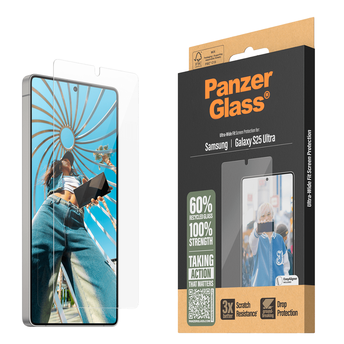Γυαλί Προστασίας Οθόνης με Πλαίσιο PANZERGLASS Ultra - Wide Fit για SAMSUNG Galaxy S25 Ultra - 3