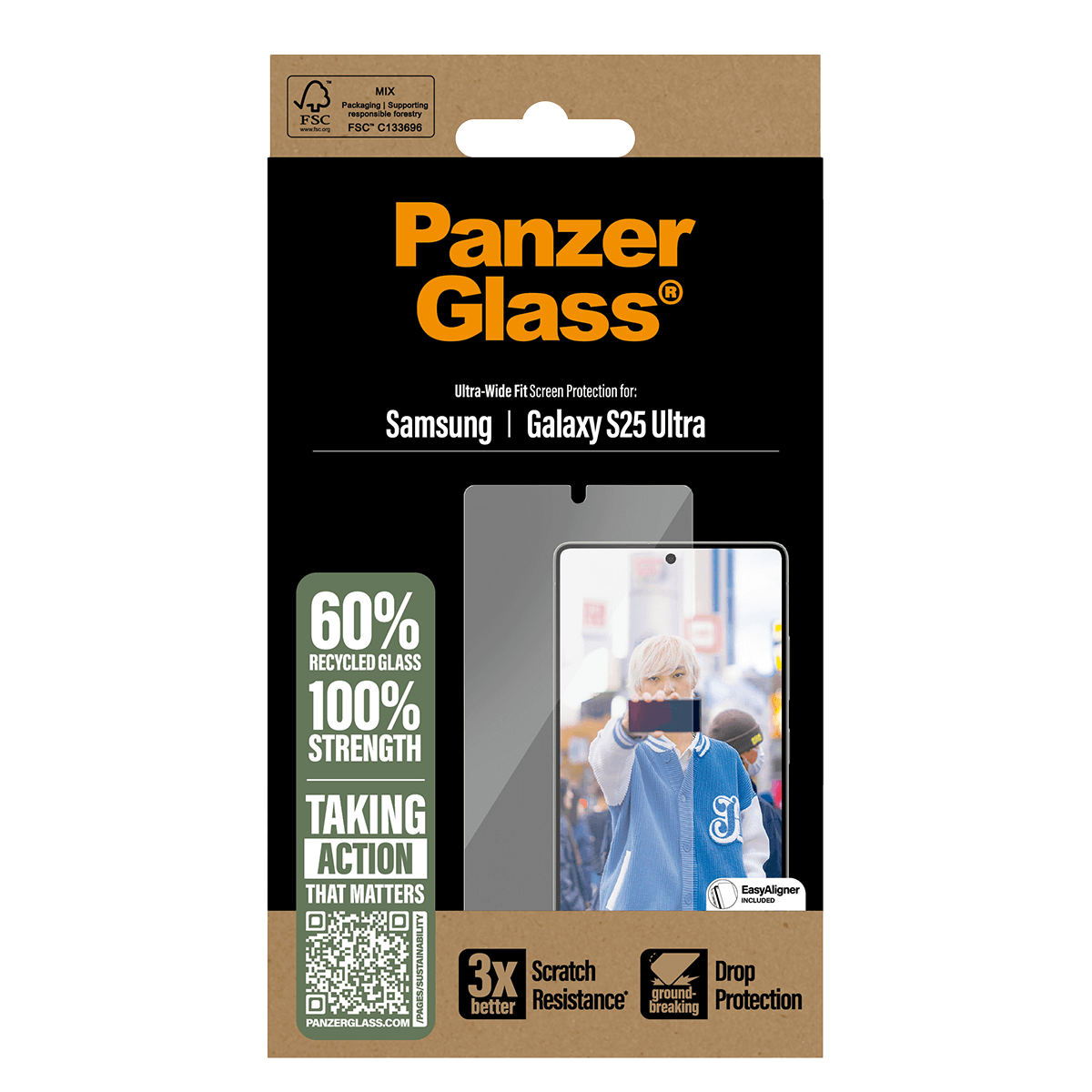 Γυαλί Προστασίας Οθόνης με Πλαίσιο PANZERGLASS Ultra - Wide Fit για SAMSUNG Galaxy S25 Ultra - 5