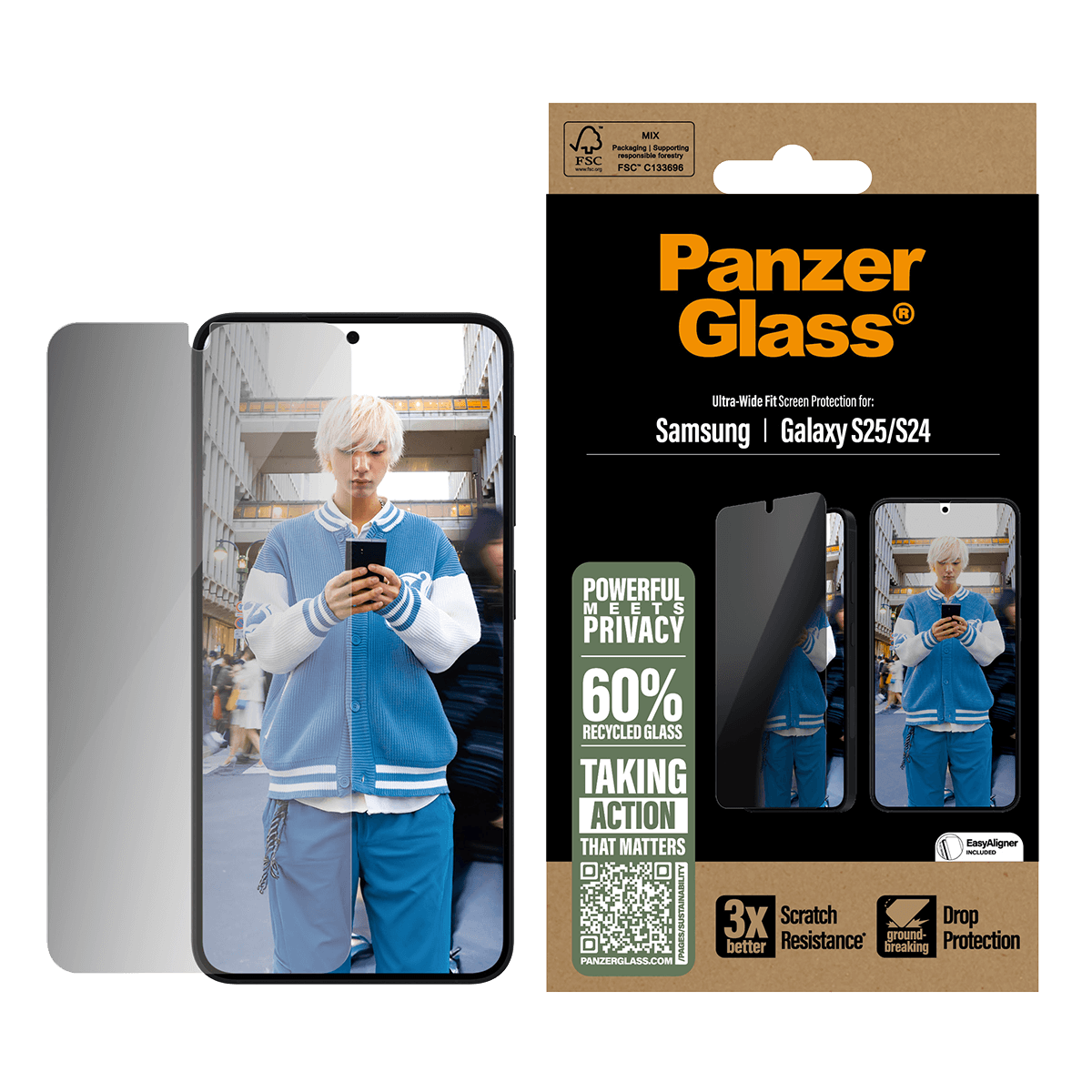 Γυαλί Προστασίας Οθόνης PANZERGLASS Ultra - Wide Fit Privacy για SAMSUNG Galaxy S24/ S25