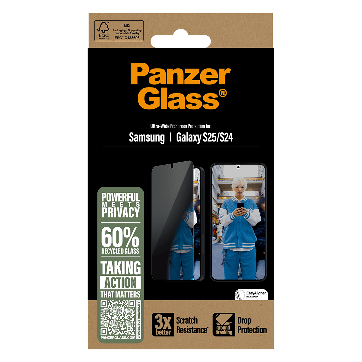 Γυαλί Προστασίας Οθόνης PANZERGLASS Ultra - Wide Fit Privacy για SAMSUNG Galaxy S24/ S25 - 5