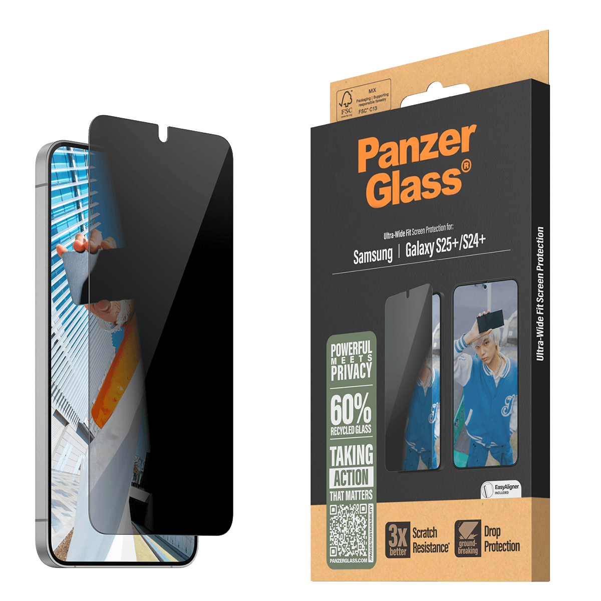 Γυαλί Προστασίας Οθόνης PANZERGLASS Ultra - Wide Fit Privacy για SAMSUNG Galaxy S24+/ S25+ - 3