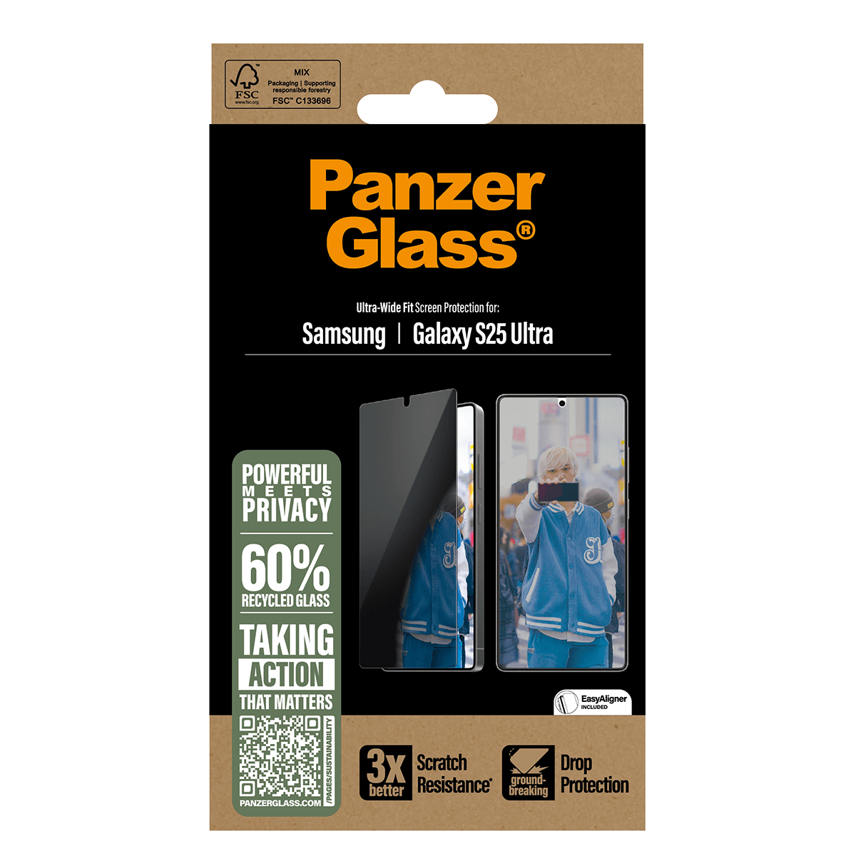 Γυαλί Προστασίας Οθόνης PANZERGLASS Ultra - Wide Fit Privacy για SAMSUNG Galaxy S25 Ultra - 5