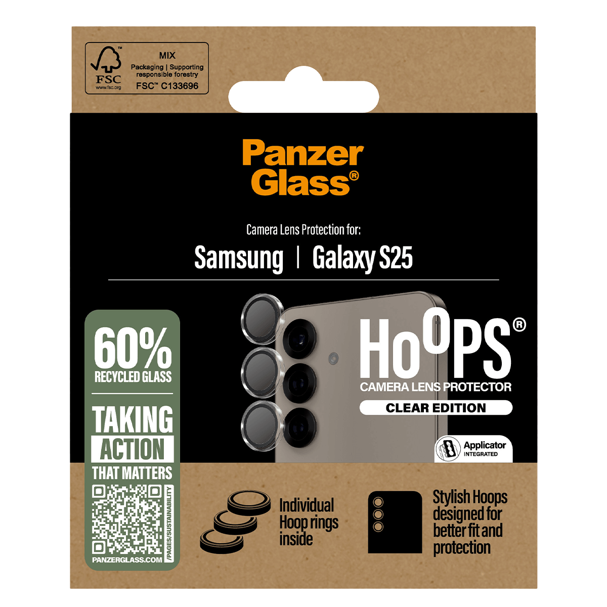 Φακοί Προστασίας Κάμερας με Πλαίσιο PANZERGLASS Hoops  Clear Edition για SAMSUNG Galaxy S25 - 4