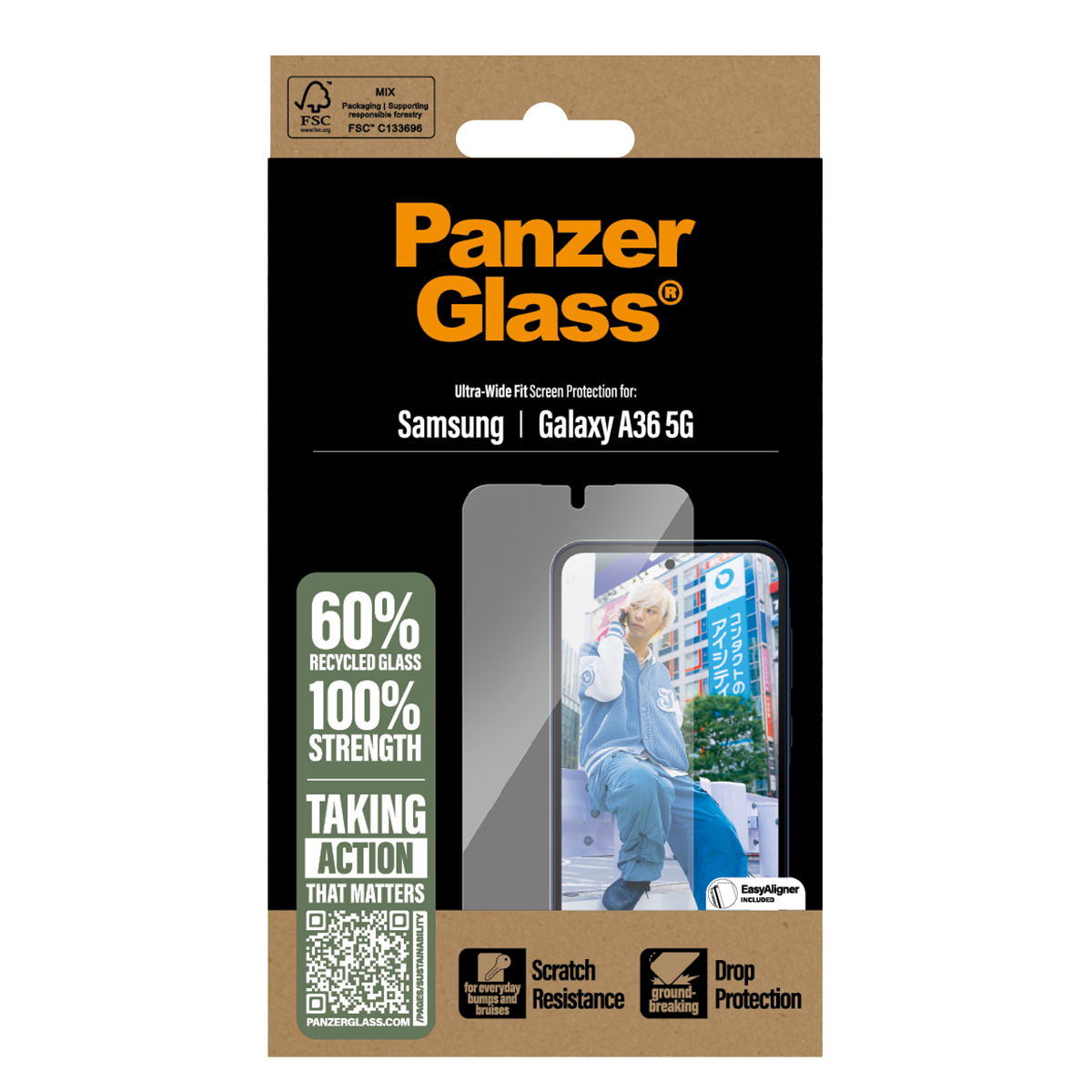 Γυαλί Προστασίας Οθόνης PANZERGLASS Ultra - Wide Fit για SAMSUNG Galaxy Α36 5G - 3