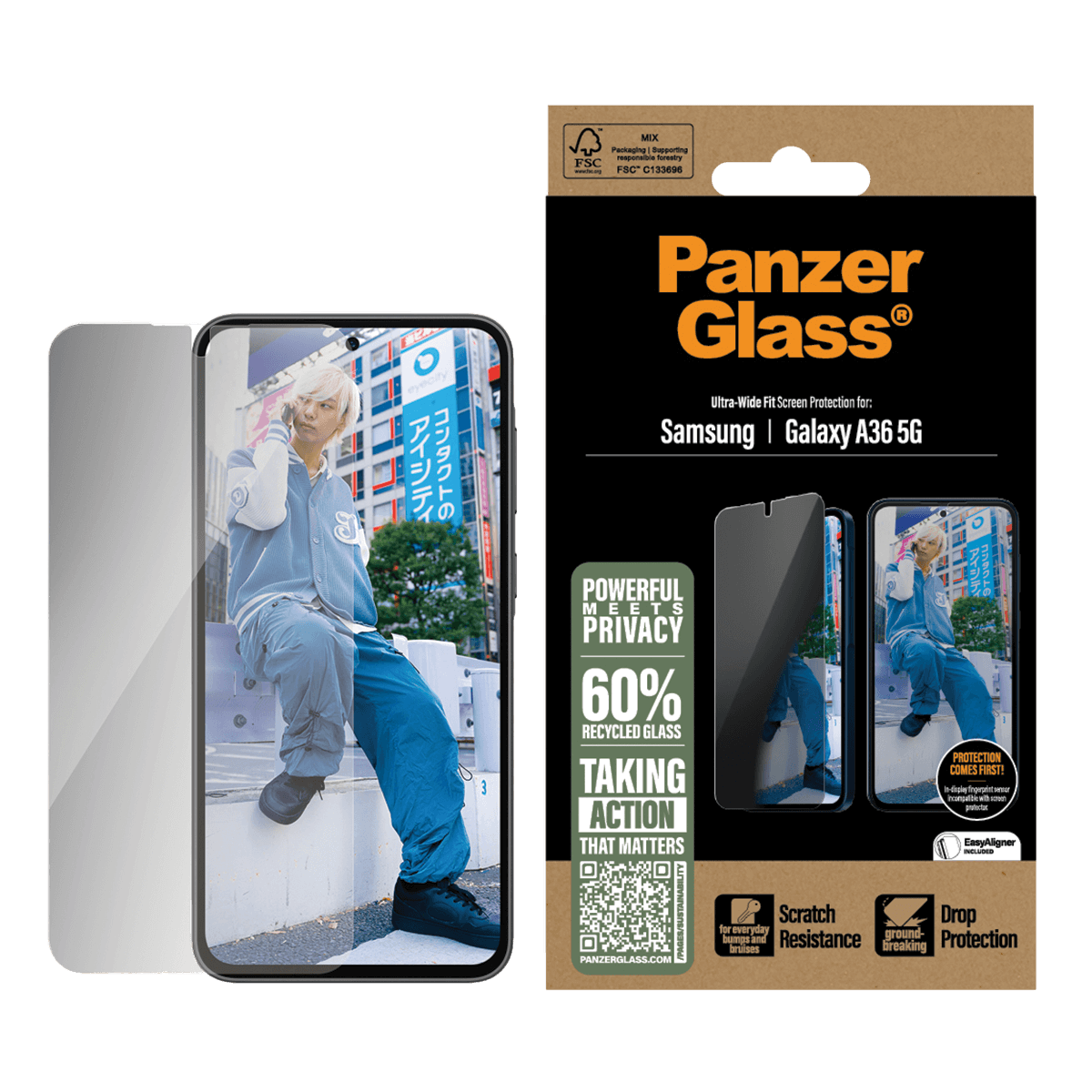 Γυαλί Προστασίας Οθόνης PANZERGLASS Ultra - Wide Fit Privacy για SAMSUNG Galaxy A36 5G - 5