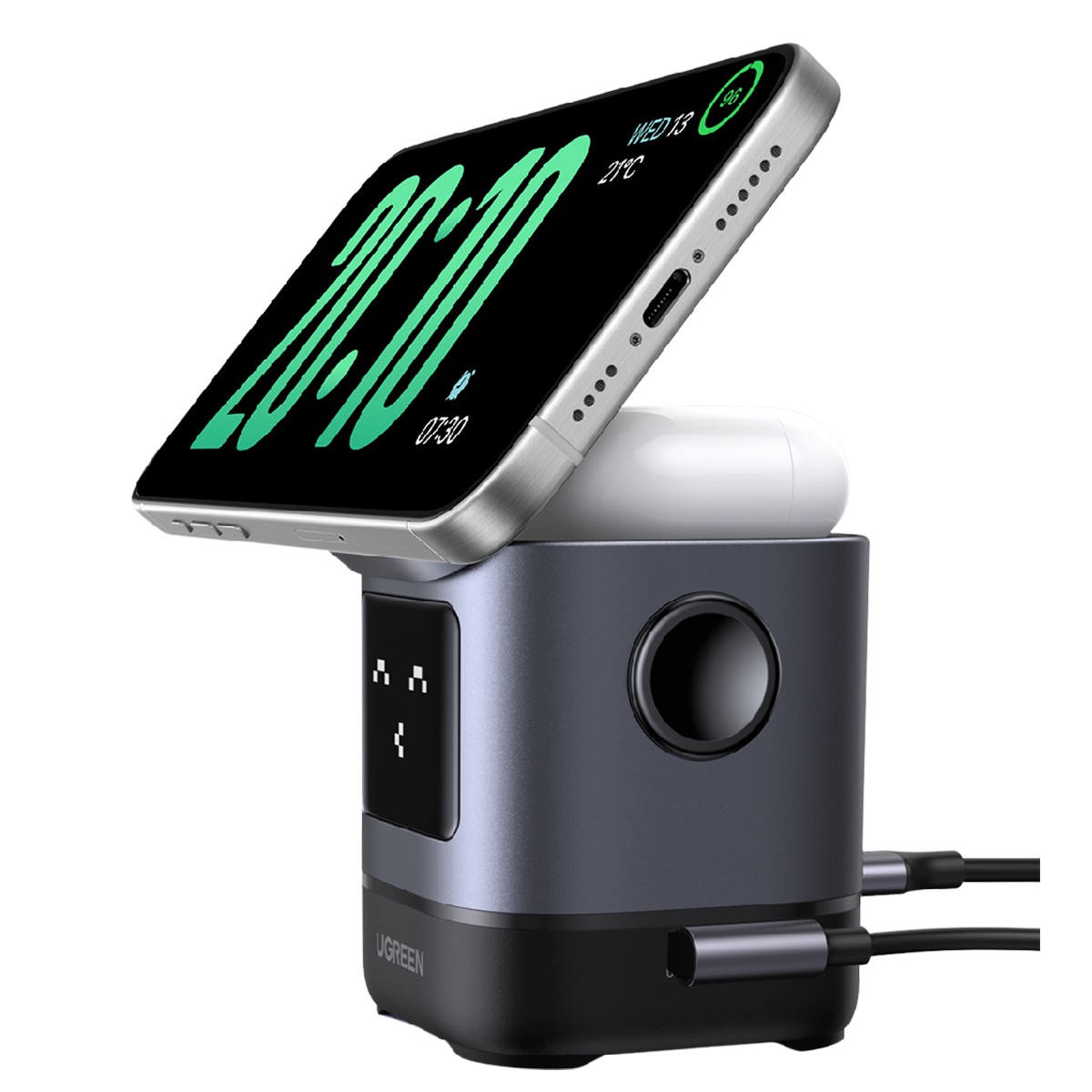 Μαγνητικός Ασύρματος Φορτιστής UGREEN MagSafe 2 σε 1 15W Μαύρο - 2