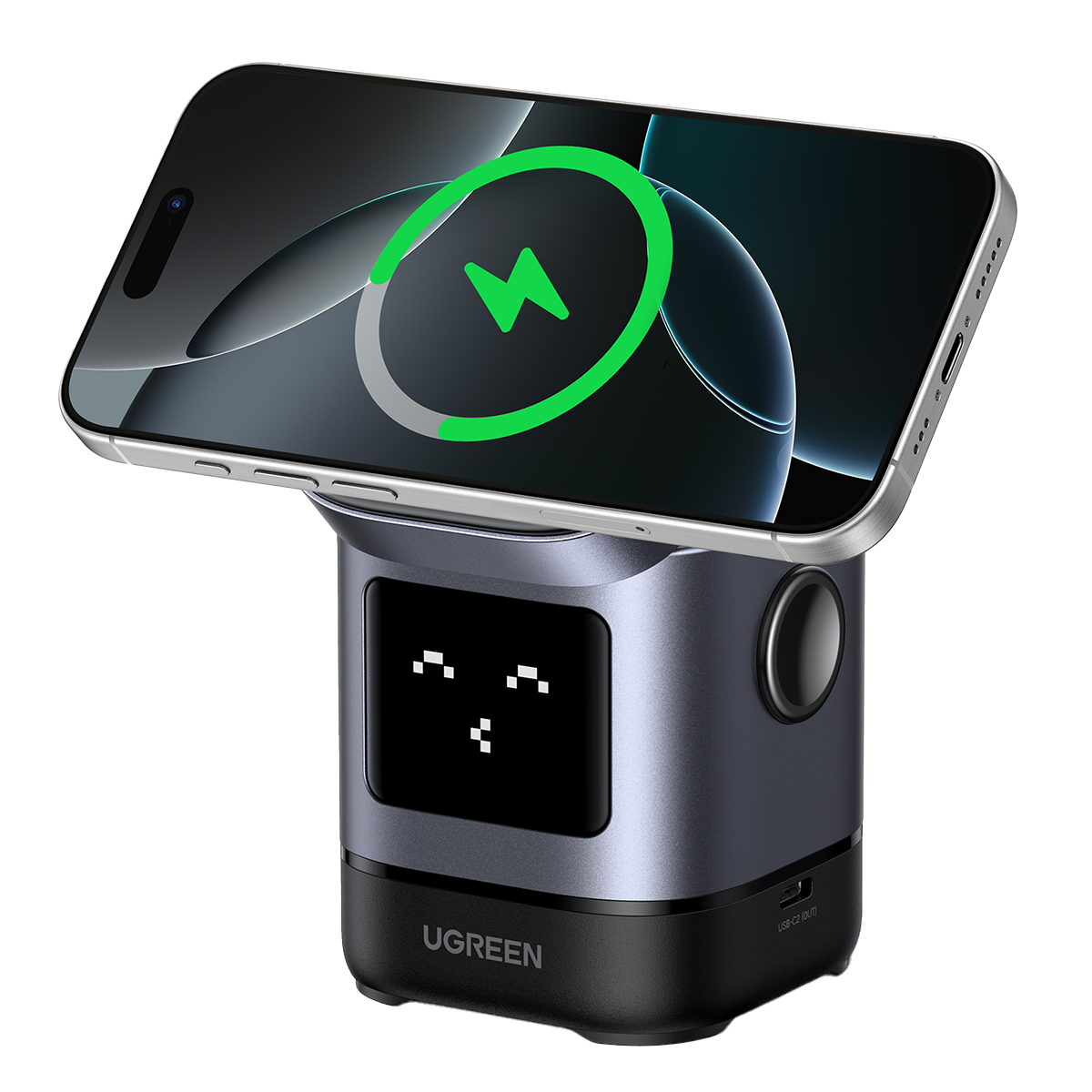 Μαγνητικός Ασύρματος Φορτιστής UGREEN MagSafe 2 σε 1 15W Μαύρο - 4