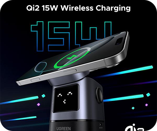 μαγνητικός ασύρματος φορτιστής UGREEN MagSafe 2 σε 1 15W