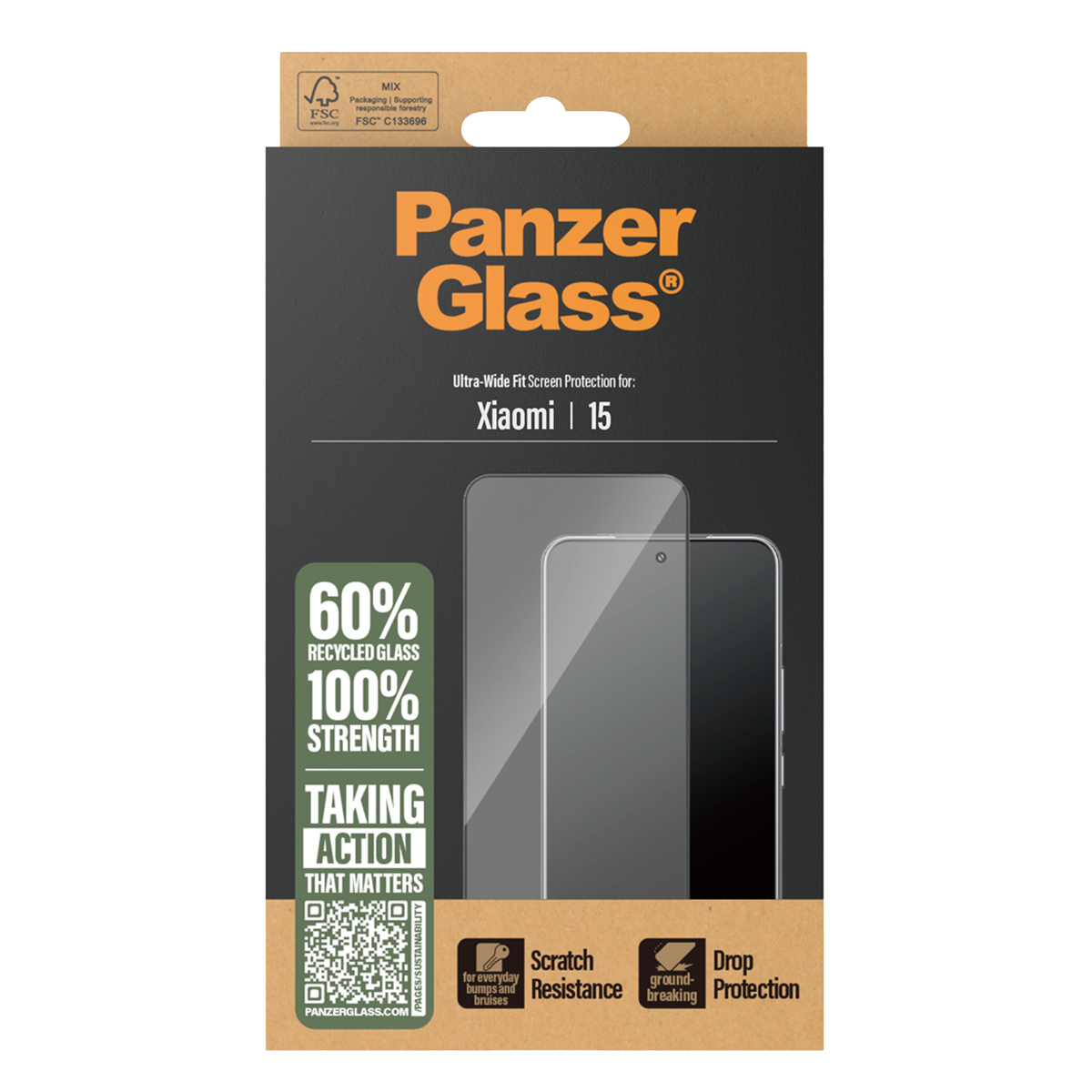 Γυαλί Προστασίας Οθόνης με Πλαίσιο PANZERGLASS Ultra - Wide Fit για XIAOMI 15 - 3
