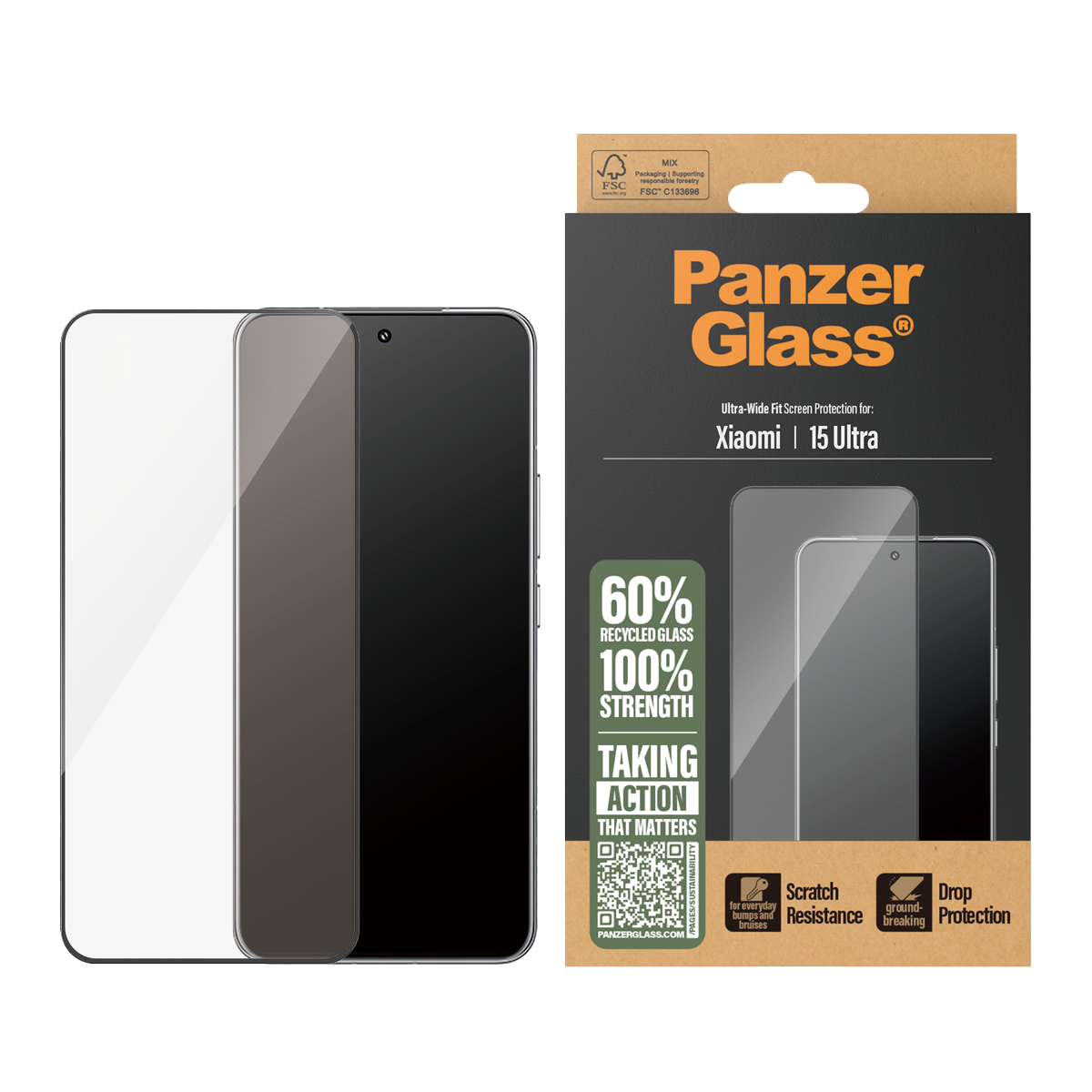 Γυαλί Προστασίας Οθόνης με Πλαίσιο PANZERGLASS Ultra - Wide Fit για XIAOMI 15 Ultra 5G - 3