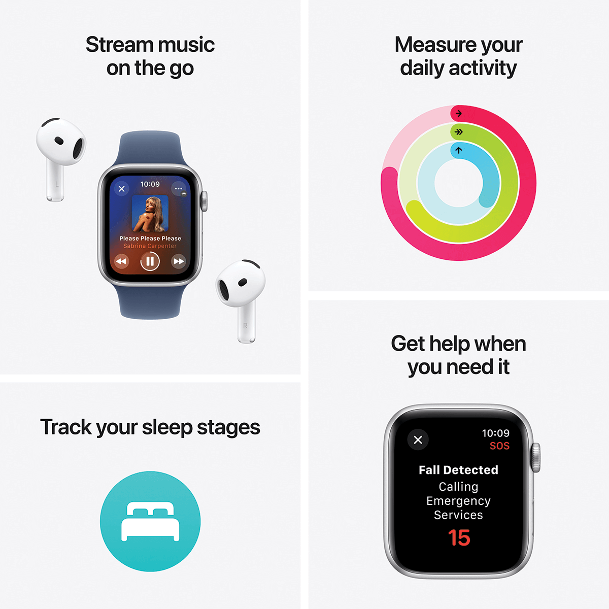 APPLE Watch SE GPS + Cellular 44mm Starlight Aluminioum Case with Starlight Sport Band Medium/ Large Smartwatch - 3