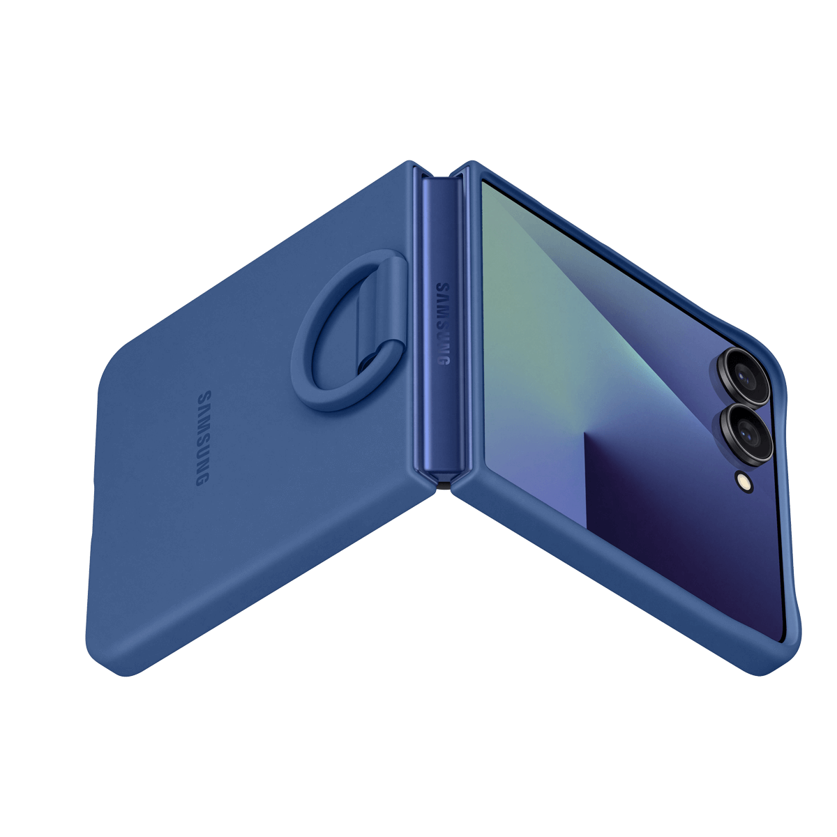 Θήκη Σιλικόνης SAMSUNG Galaxy Z Flip7 με Δαχτυλίδι Λαβής Μπλε - 4