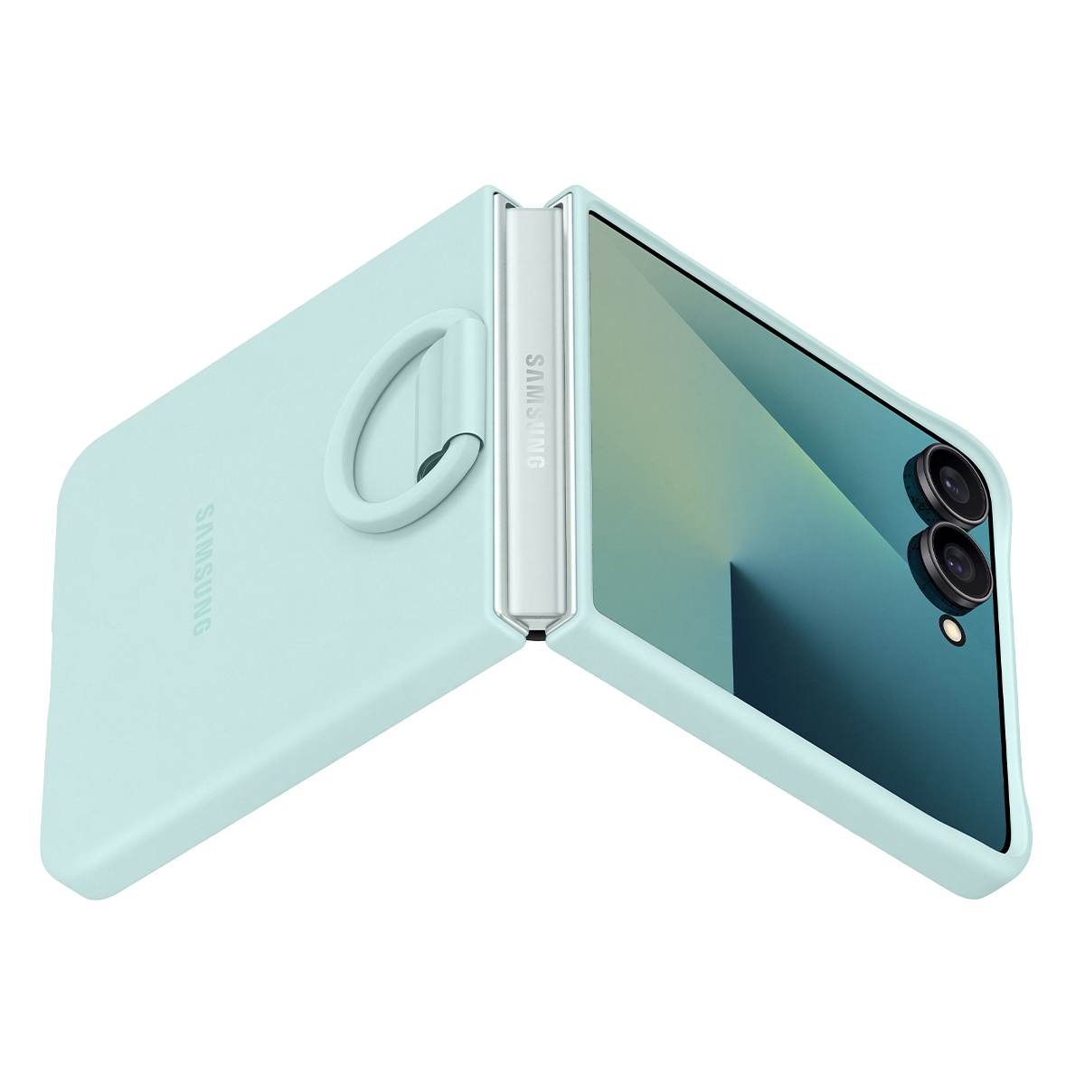 Θήκη Σιλικό νης SAMSUNG Galaxy Z Flip7 με Δαχτυλίδι Λαβής Mint - 6