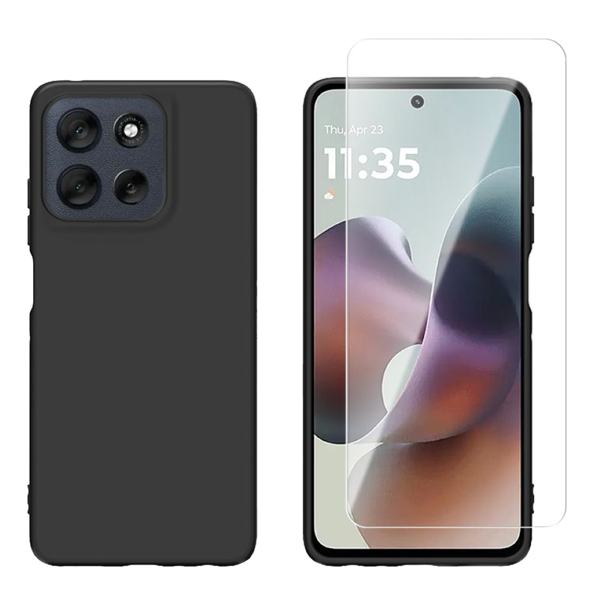 Θήκη Matte + Γυαλί Προστασίας Οθόνης COSY για MOTOROLA moto g56 5G Μαυρή