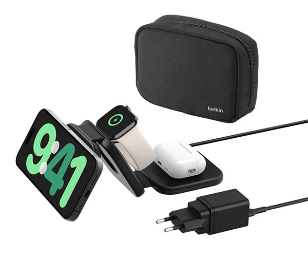 ασύρματος φορτιστής BELKIN 3 σε 1 Magnetic Charging Travel Pad Qi2 15W
