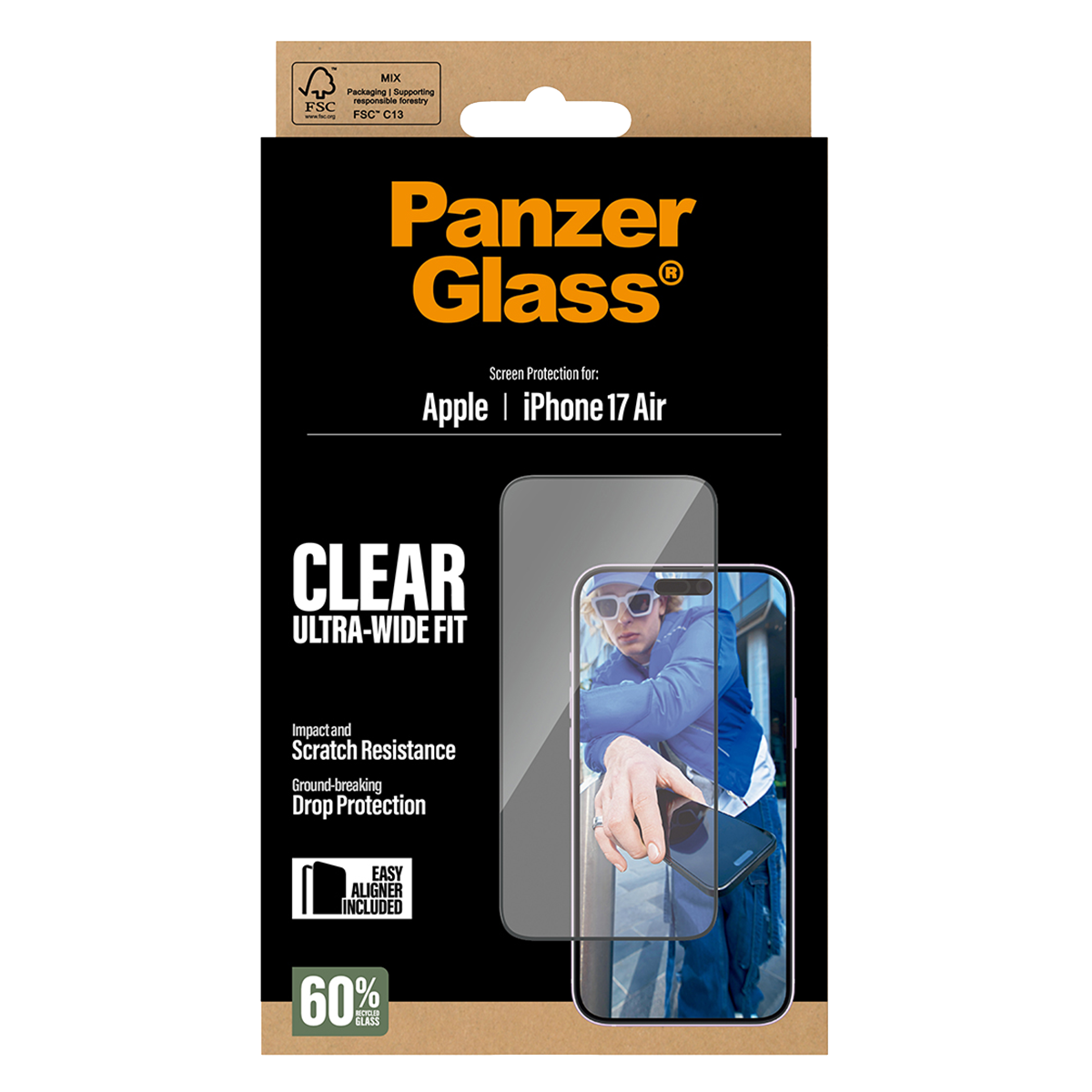 Γυαλί Προστασίας Οθόνης με Πλαίσιο PANZERGLASS Clear Ultra - Wide Fit για iPhone Air - 2
