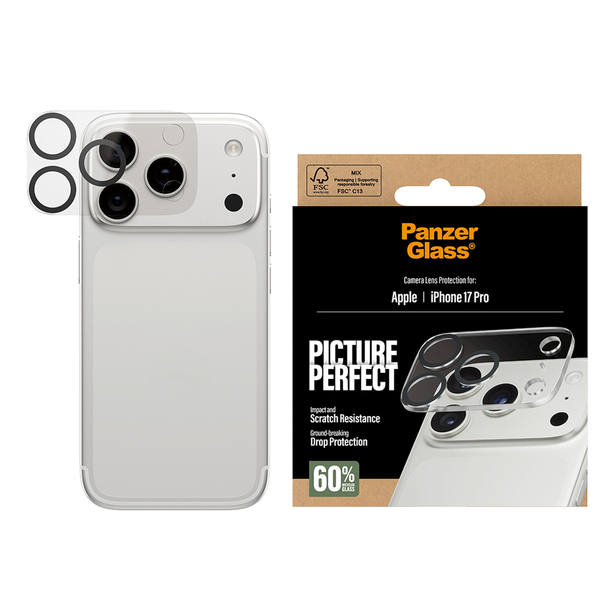 Γυαλί Προστασίας Κάμερας PANZERGLASS Picture Perfect για iPhone 17 Pro