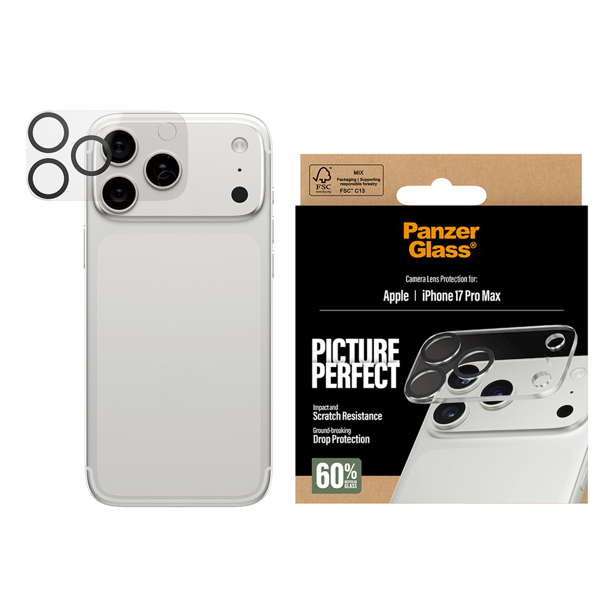 Γυαλί Προστασίας Κάμερας PANZERGLASS Picture Perfect για iPhone 17 Pro Max