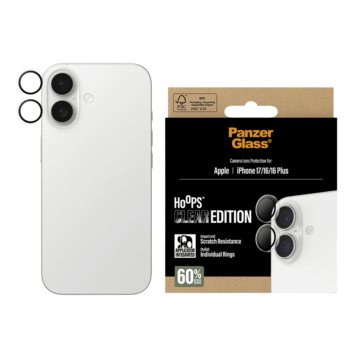 Φακοί Προστασίας Κάμερας με Πλ αίσιο PANZERGLASS Hoops Clear Edition για iPhone 17/ 16/ 16 Plus