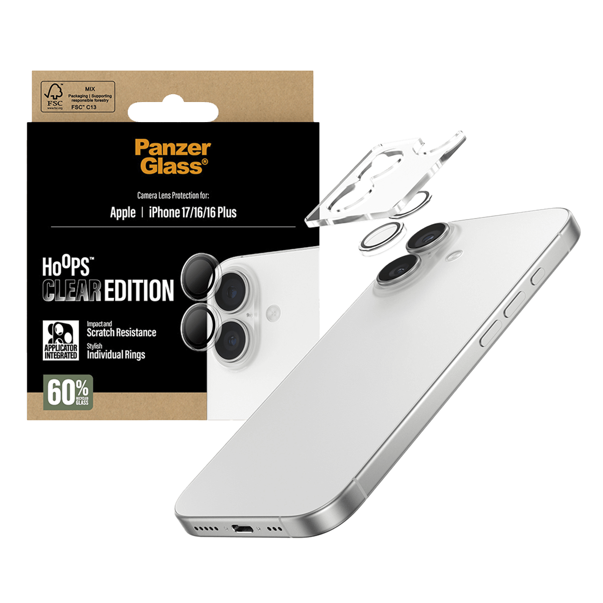Φακοί Προστασίας Κάμερας με Πλαίσιο PANZERGLASS Hoops Clear Edition για iPhone 17/ 16/ 16 Plus - 4