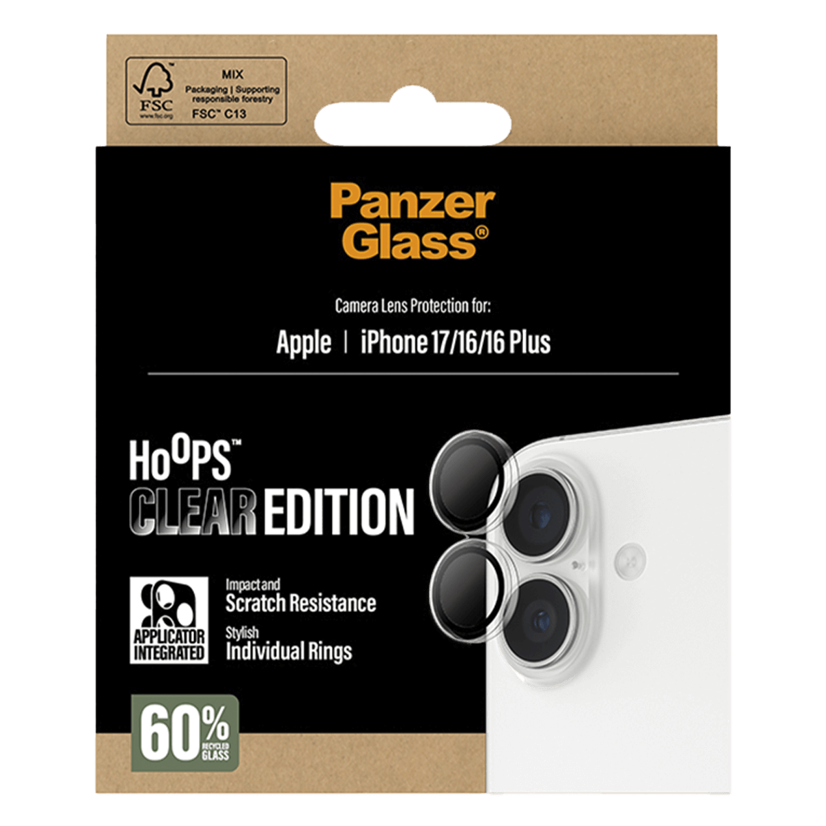 Φακοί Προστασίας Κάμερας με Πλαίσιο PANZERGLASS Hoops Clear Edition για iPhone 17/ 16/ 16 Plus - 5