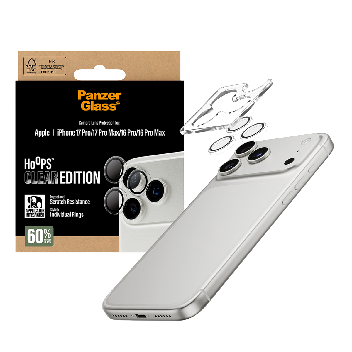 Φακοί Προστασίας Κάμερας με Πλαίσιο PANZERGLASS Hoops Clear Edition για iPhone 17 Pro/ 17 Pro Max/ 16 Pro/ 16 Pro Max - 4