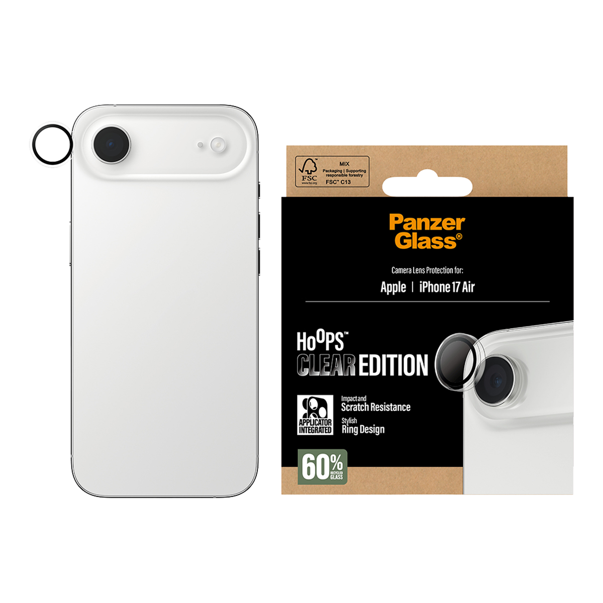 Φακοί Προστασίας Κάμερας με Πλαίσιο PANZERGLASS Hoops Clear Edition  για iPhone Air