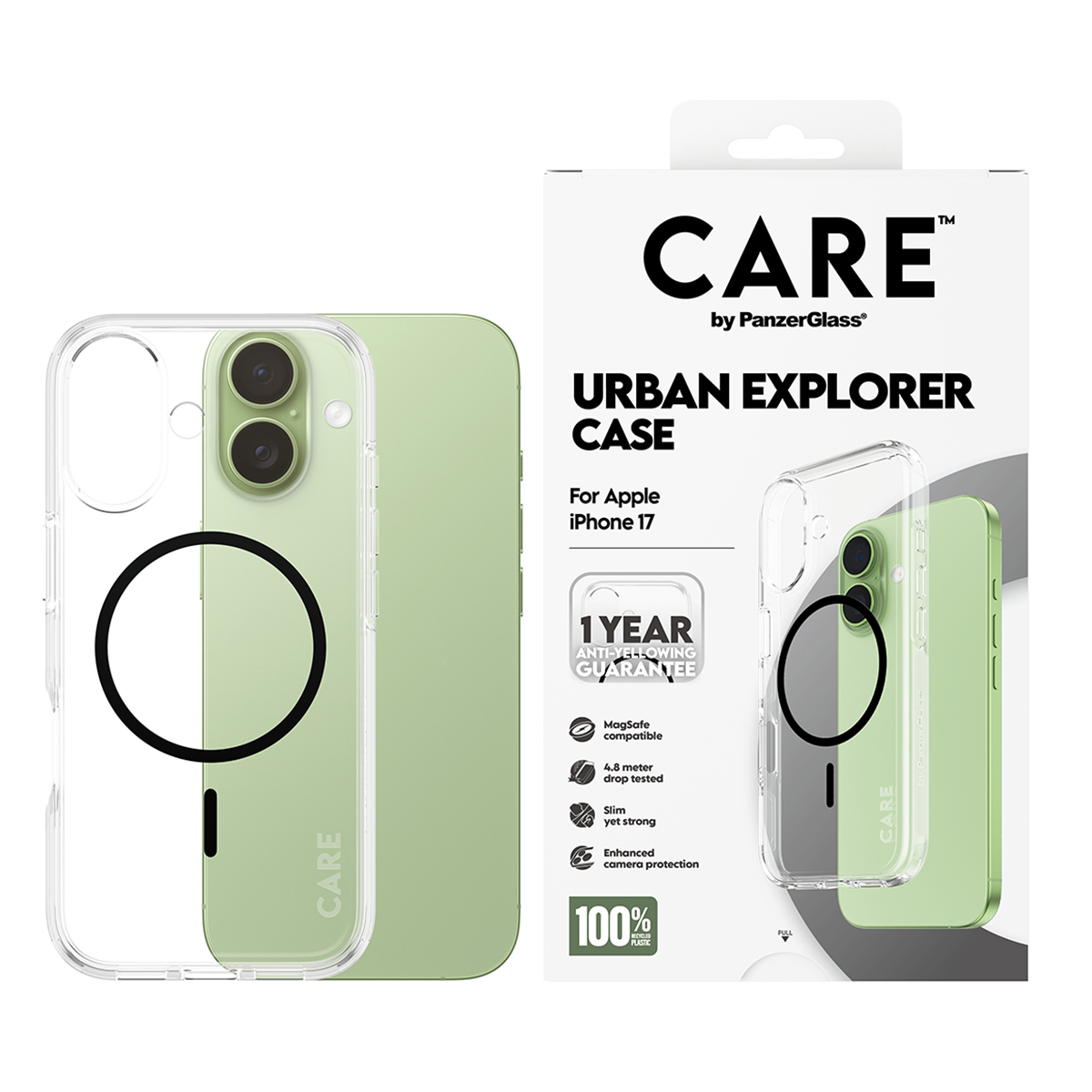 Διάφανη Θήκη CARE by Panzerglass Urban Explorer με Black MagSafe για iPhone 17