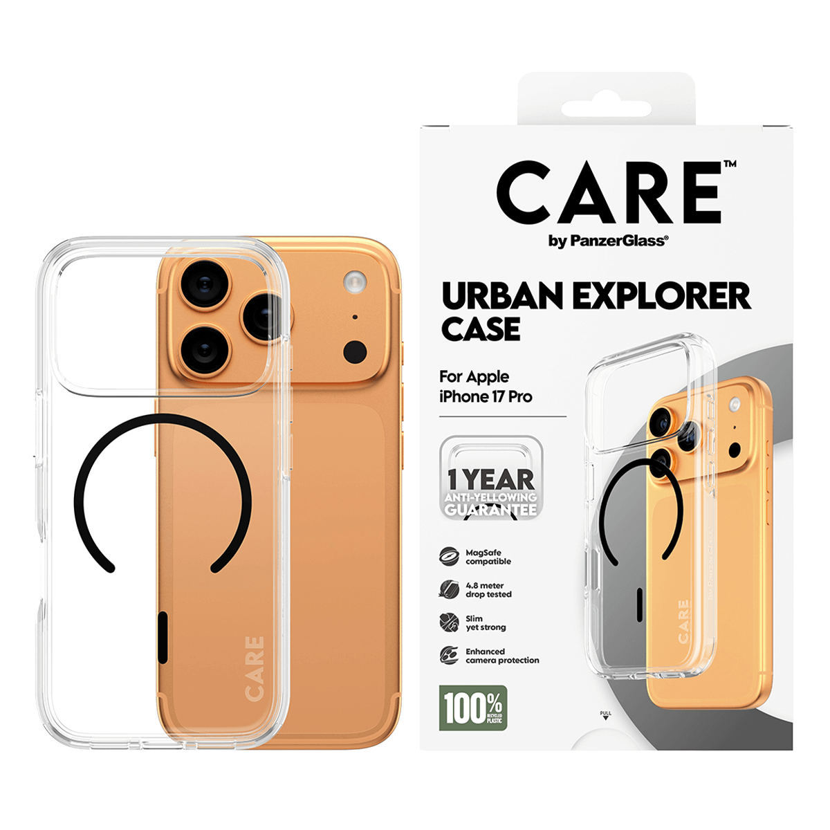 Διάφανη Θήκη CARE by Panzerglass Urban Explorer με Black MagSafe για iPhone 17 Pro