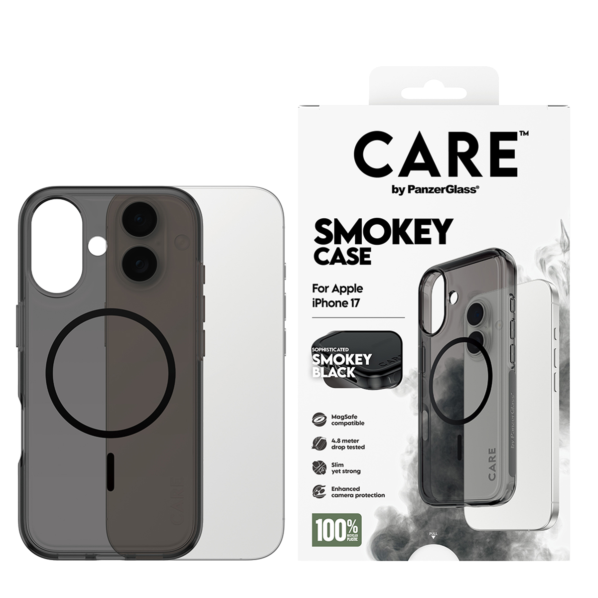 Διάφανη Θήκη CARE by Panzerglass Smokey με Black MagSafe για iPhone 17