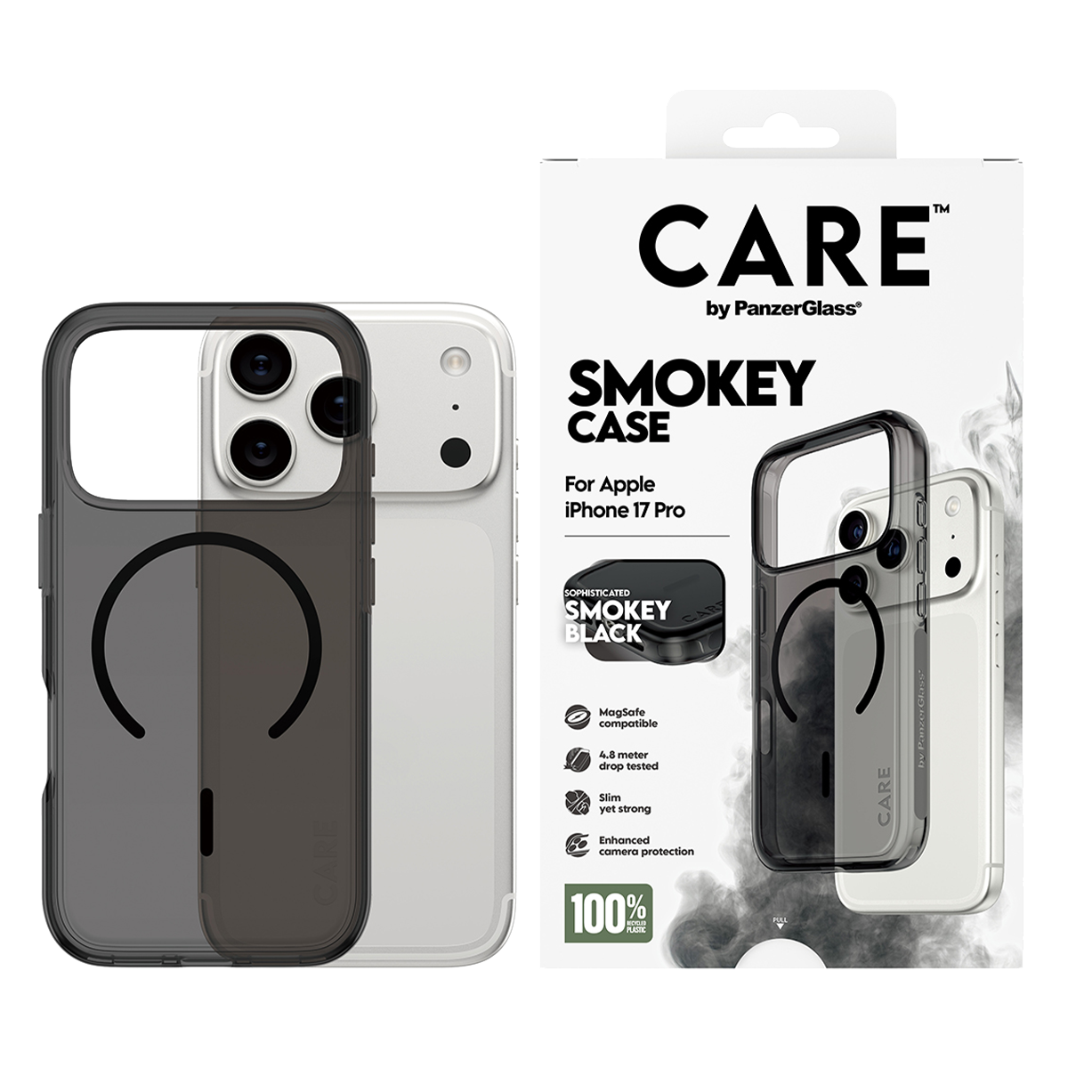 Διάφανη Θήκη CARE by Panzerglass Smokey με Black MagSafe για iPhone 17 Pro