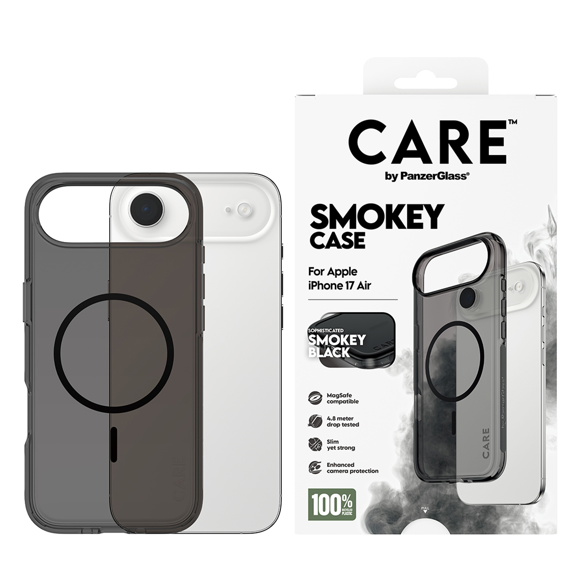 Διάφανη Θήκη CARE by Panzerglass Smokey με Black MagSafe για iPhone 17 Air