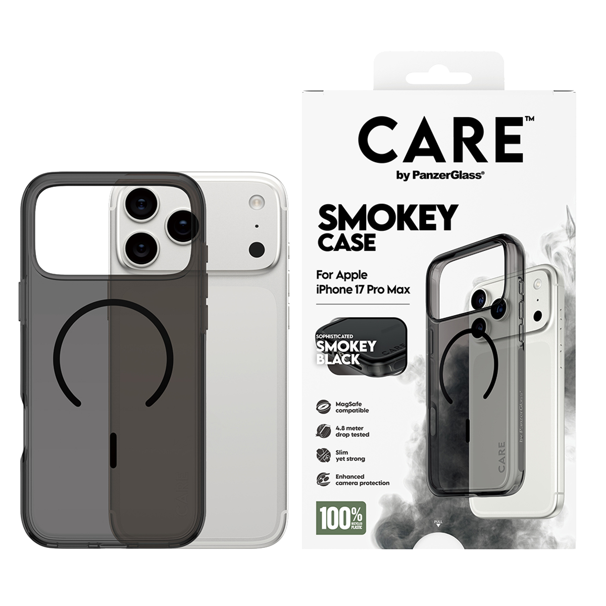 Διάφανη Θήκη CARE by Panzerglass Smokey με Black MagSafe για iPhone 17 Pro Max