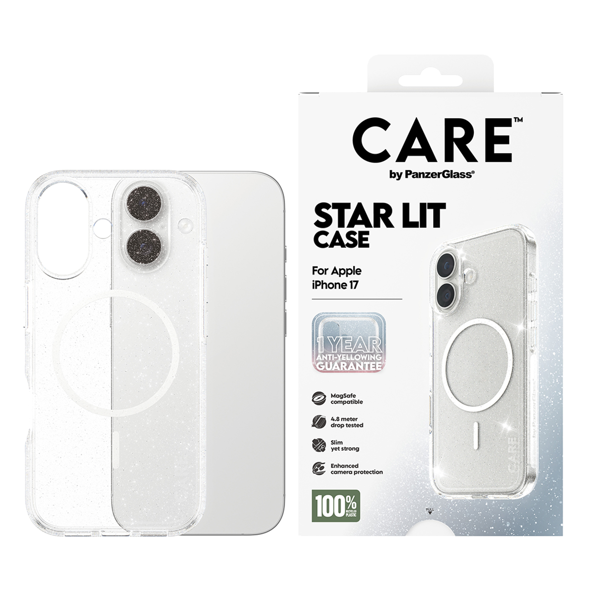 Διάφανη Θήκη CARE by Panzerglass Star Lit με White MagSafe για iPhone 17