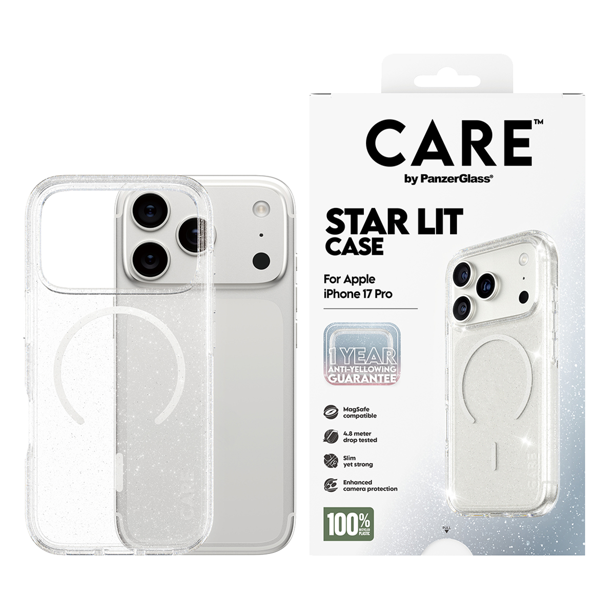 Διάφανη Θήκη CARE by Panzerglass Star Lit με White MagSafe για iPhone 17 Pro