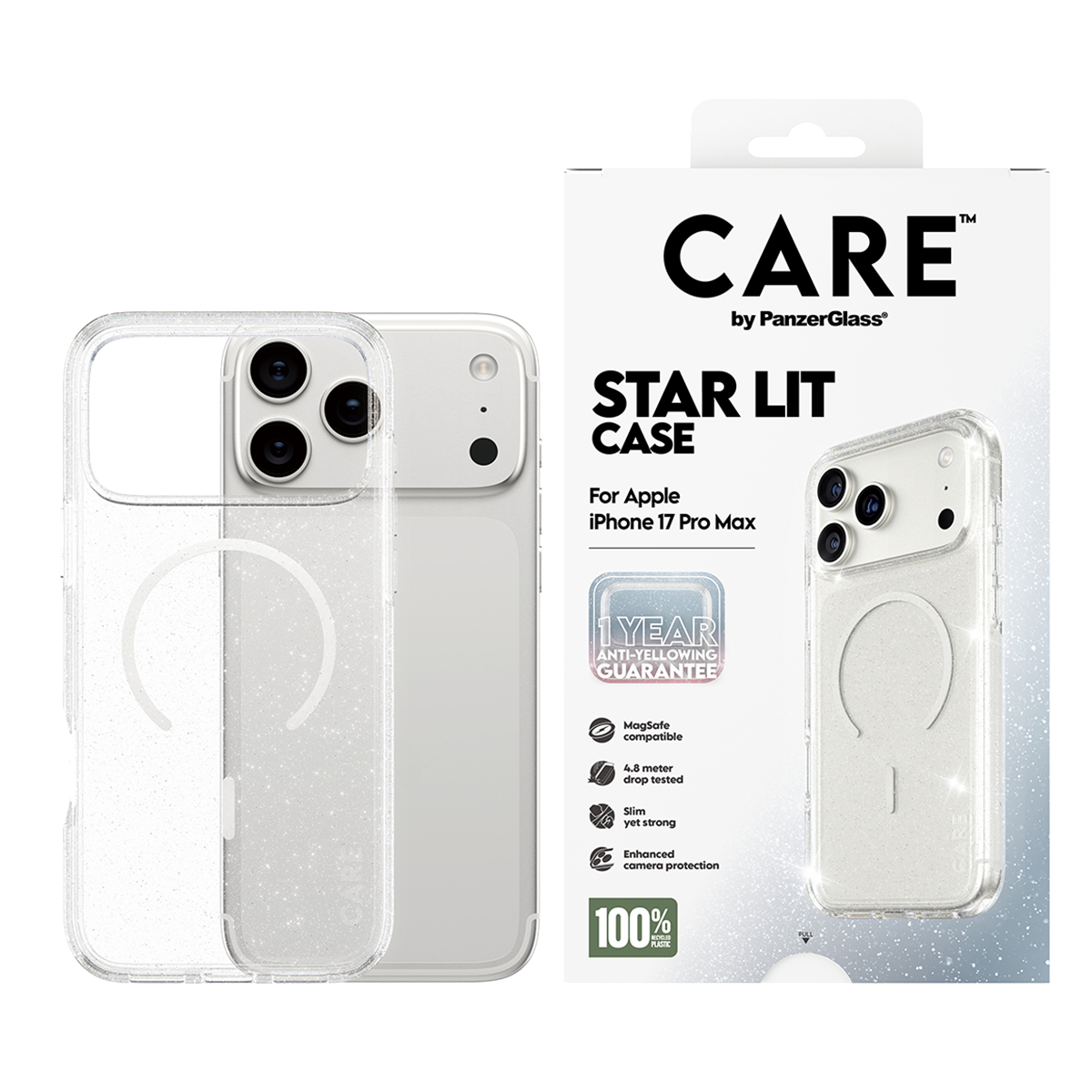 Διάφανη Θήκη CARE by Panzerglass Star Lit με White MagSafe για iPhone 17 Pro Max