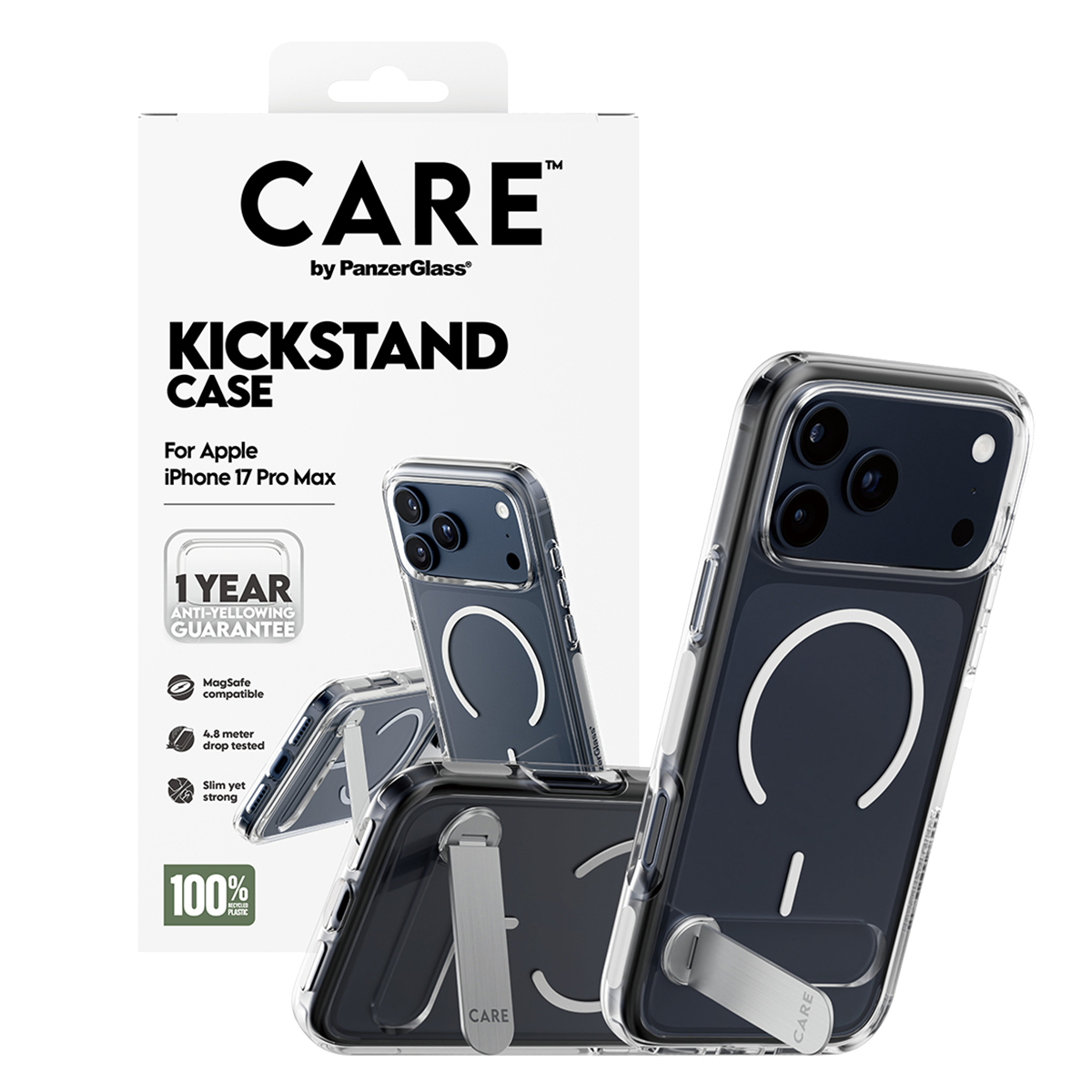 Διάφανη Θήκη CARE by Panzerglass Kickstand με White MagSafe για iPhone 17 Pro Max - 5