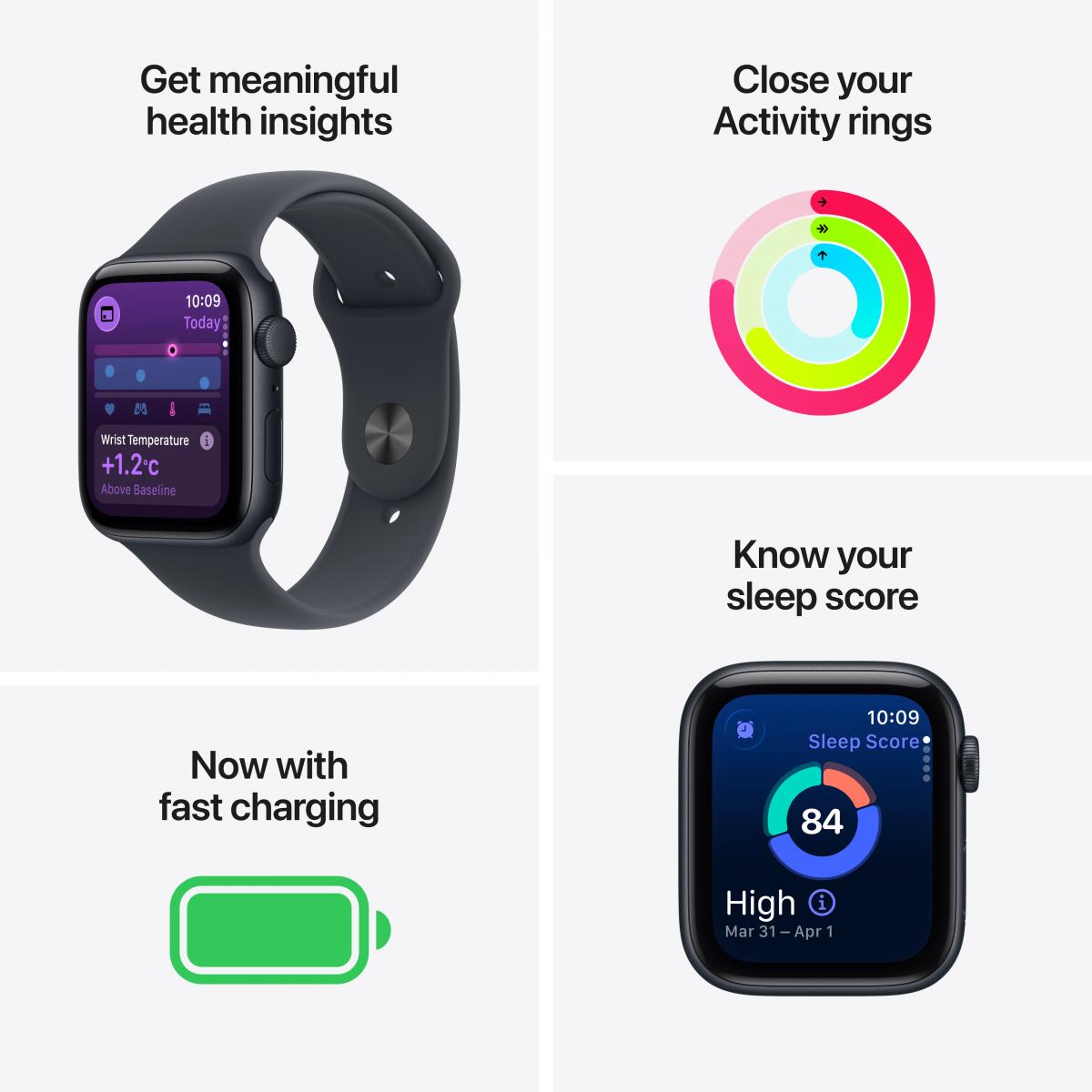 APPLE Watch Series SE 3 GPS 44mm Starlight Aluminum Case with Starlight Sport Band Medium/Large Smartwatch - 3