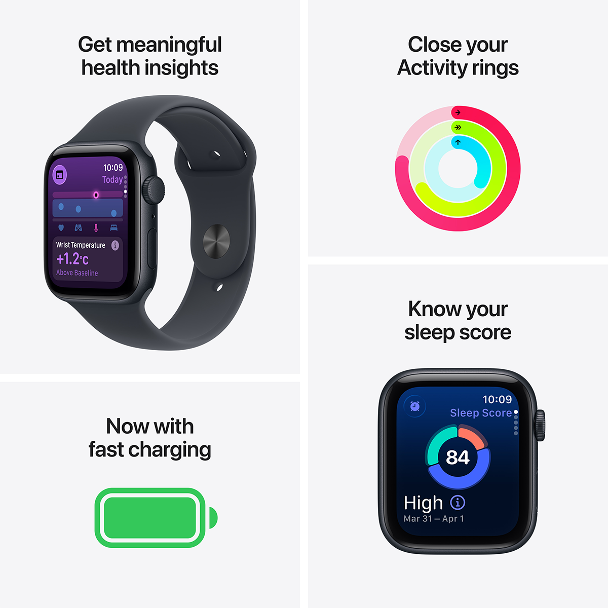 APPLE Watch Series SE 3 GPS 44mm Midnight Aluminum Case with Midnight Sport Band Medium/Large Smartwatch - 3