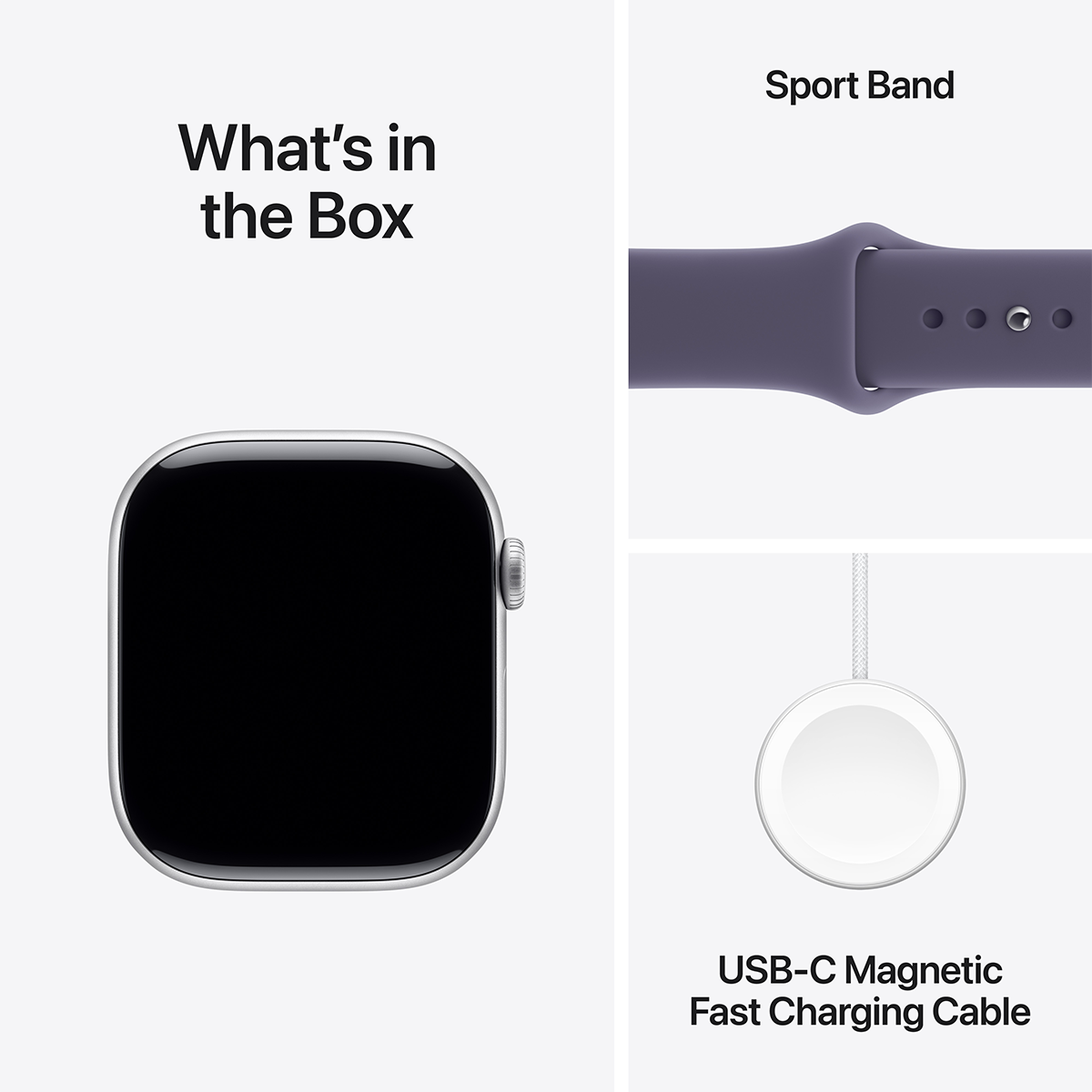 APPLE Watch Series 11 GPS + Cellular 42mm Silver Aluminum Case with Purple Fog Sport Band Medium/ Large Smartwatch - 6
