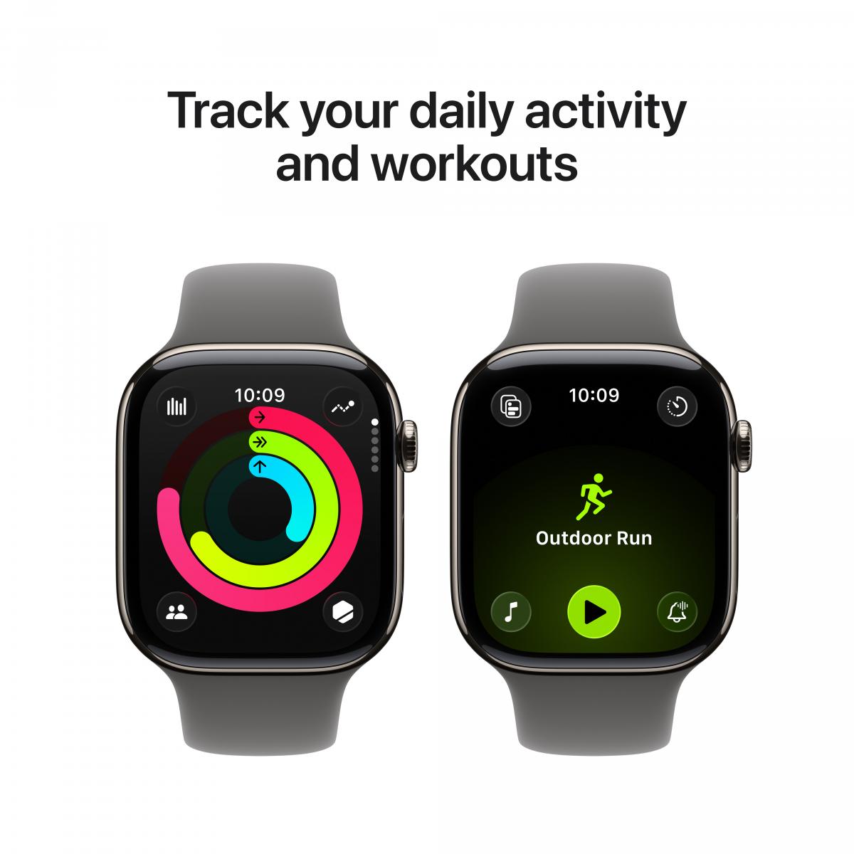 APPLE Watch Series 11 GPS + Cellular 42mm Natural Titanium Case with Stone Gray Sport Band Medium/ Large Smartwatch - 4