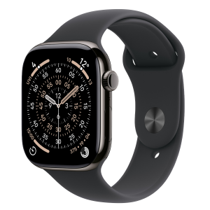 APPLE Watch Series 11 GPS + Cellular 42mm Slate Titanium Case With Black Sport Band Small/ Medium Smartwatch