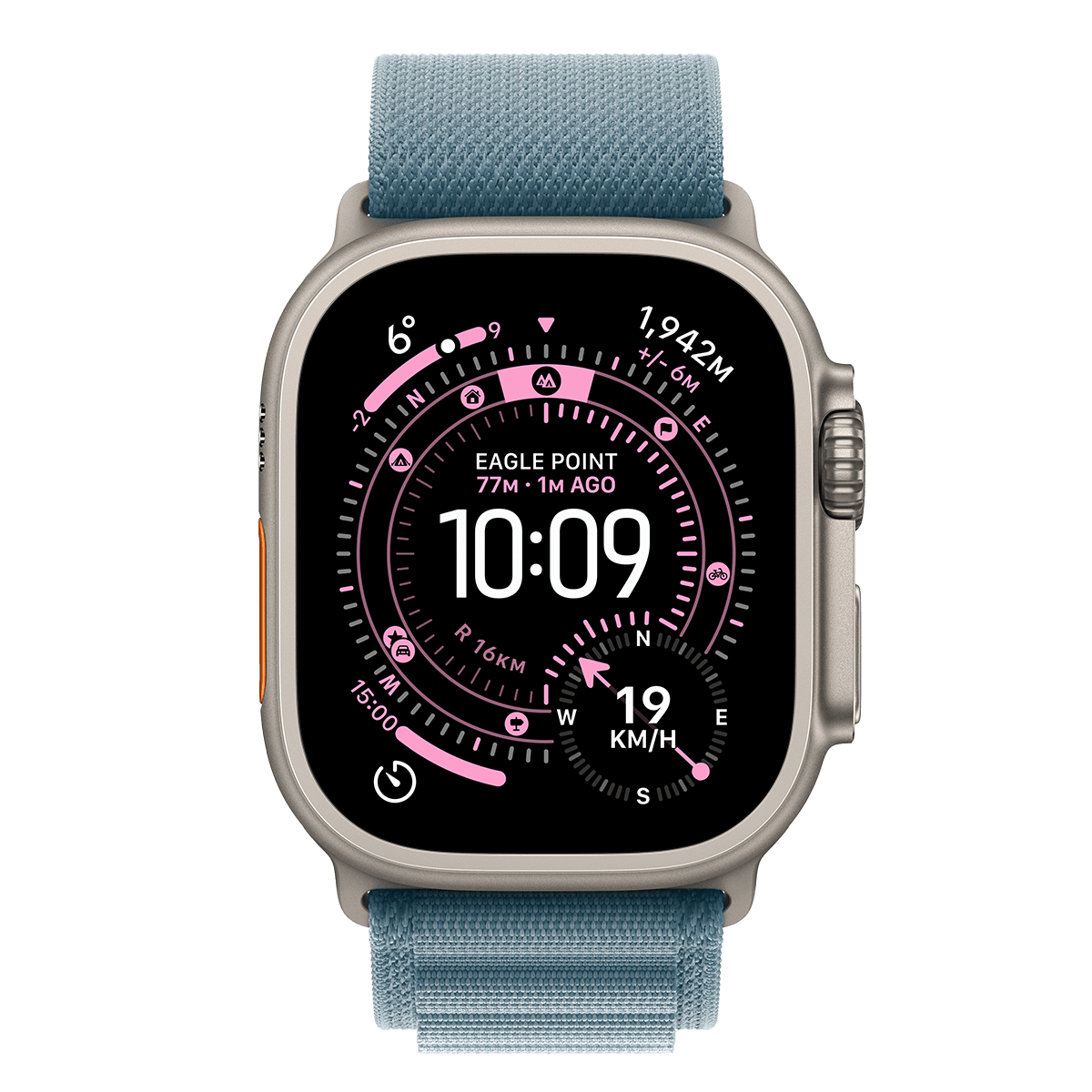 APPLE Watch Ultra 3 GPS + Cellular 49mm Natural Titanium Case with Light Blue Alpine Loop Small Smartwatch - 2