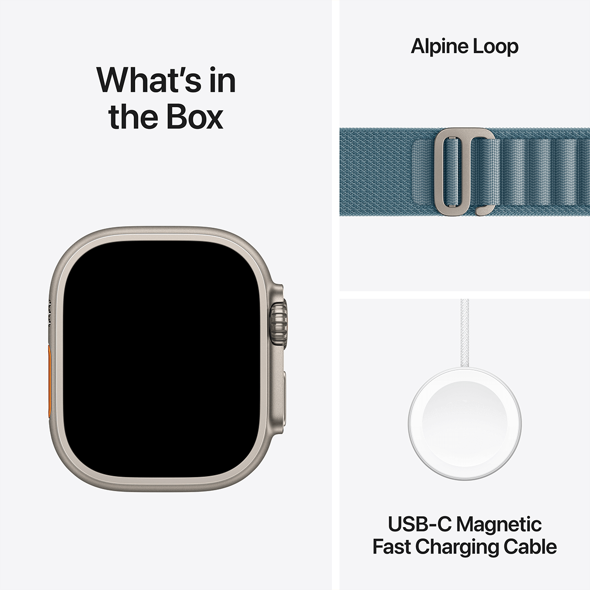 APPLE Watch Ultra 3 GPS + Cellular 49mm Natural Titanium Case with Light Blue Alpine Loop Small Smartwatch - 6