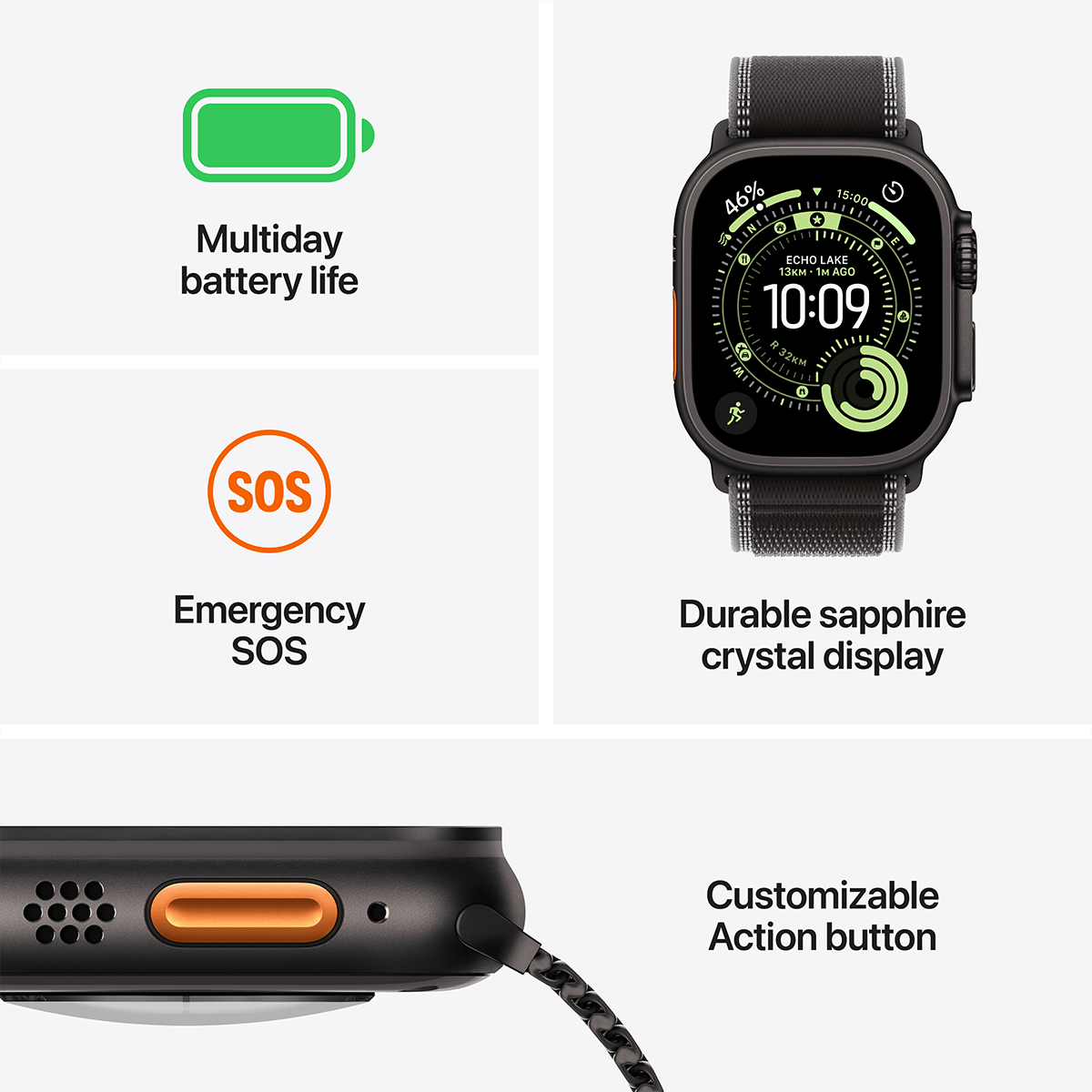 APPLE Watch Ultra 3 GPS + Cellular 49mm Black Titanium Case with Black Alpine Loop Large Smartwatch - 3