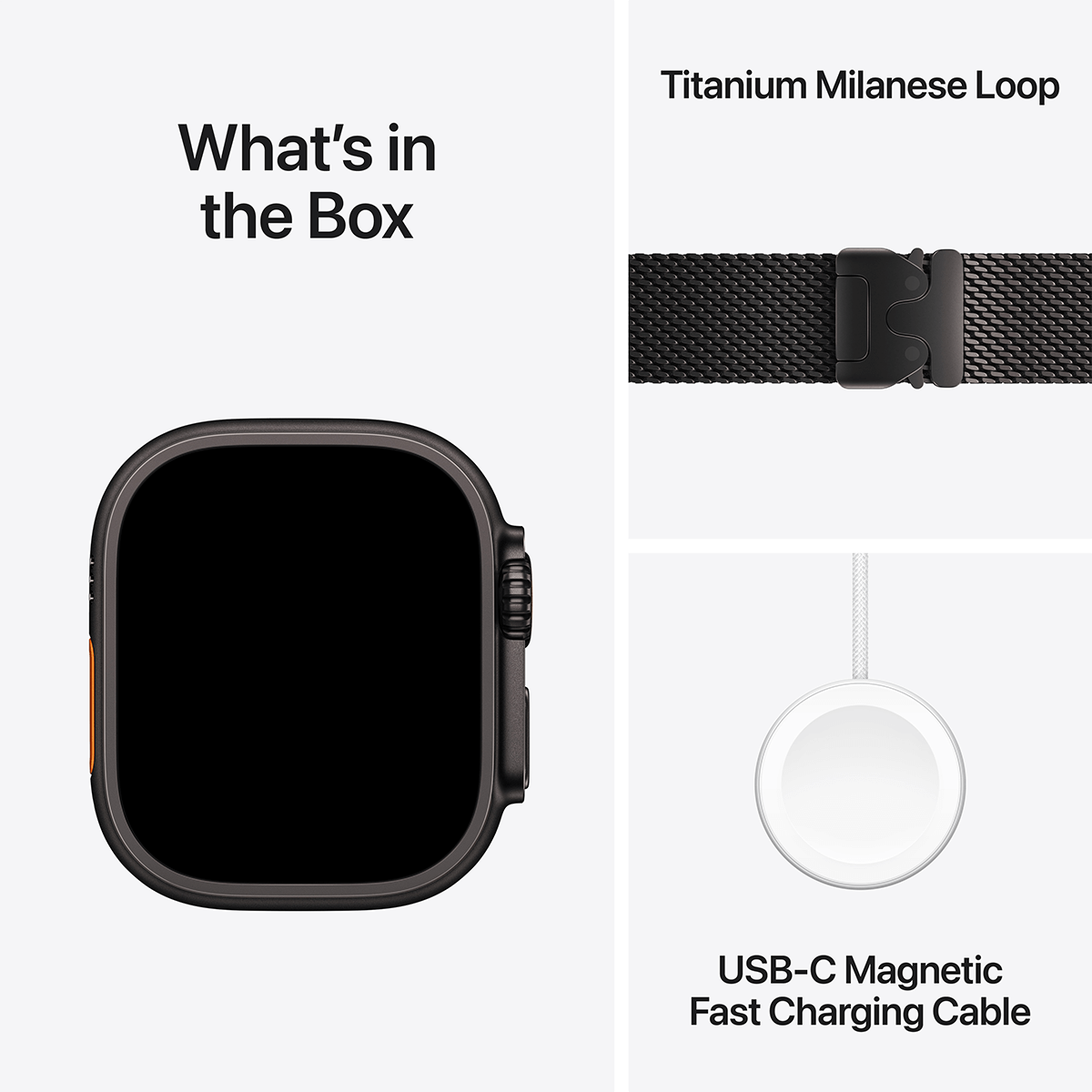 APPLE Watch Ultra 3 GPS + Cellular 49mm Black Titanium Case with Black Titanium Milanese Loop Large Smartwatch - 5