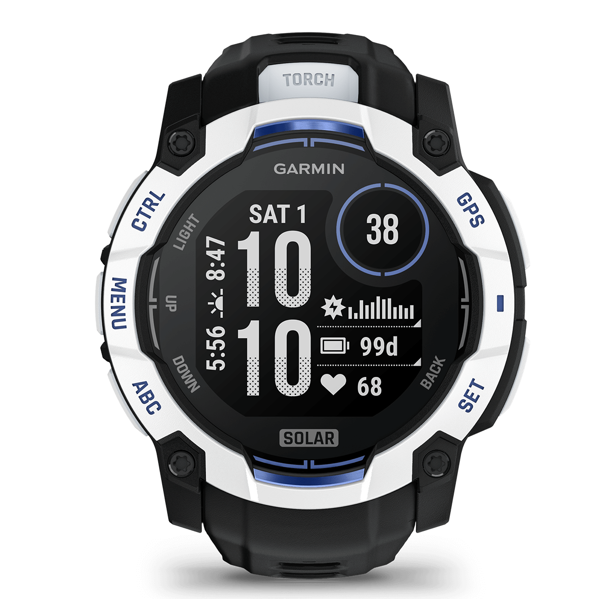 GARMIN Instinct 3 50mm SOLAR Whitestone with Black and Blue Limited Edition Smartwatch